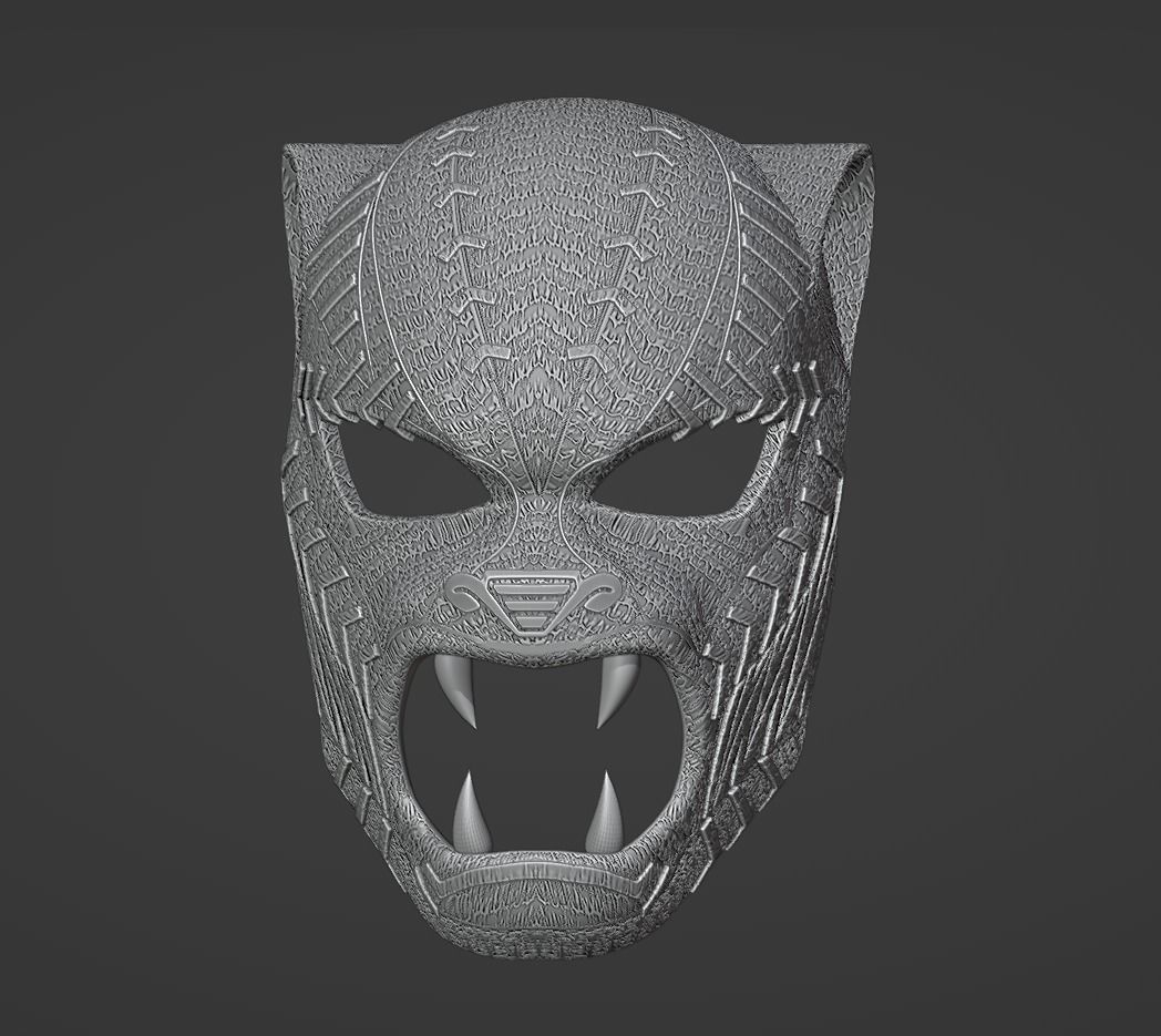 Black Panther ceremonial masks 3D print model_3