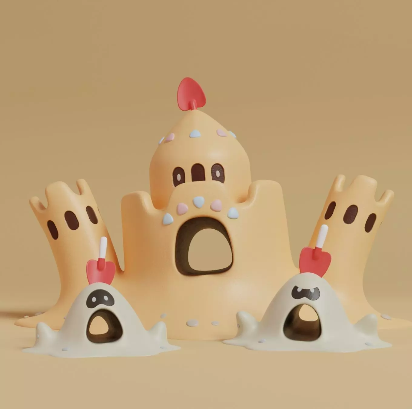 Pokemon - Sandygast and Palossand with 2 poses 3D print model_0