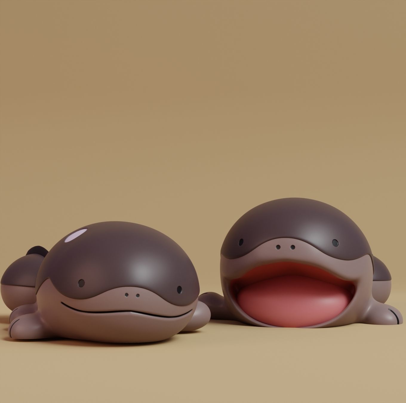 Pokemon - Paldean Wooper and Clodsire  with 2 poses 3D print model_1