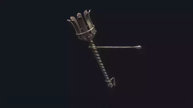 Medieval Torch metall Low-poly 3D model