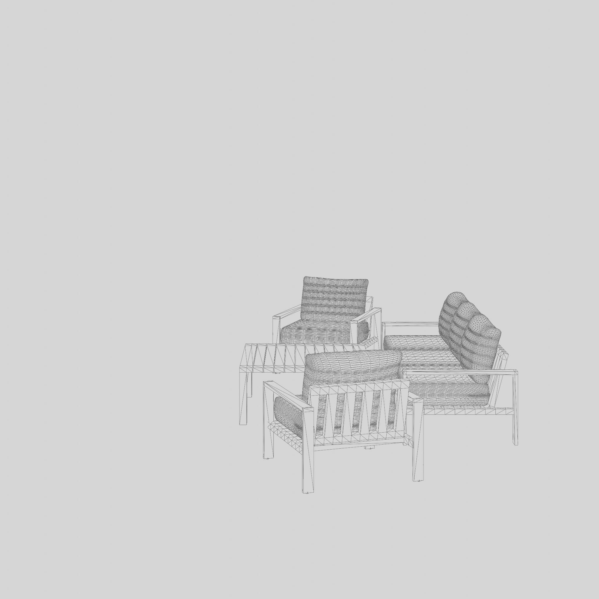 Port Royal Sofa Set  Low-poly 3D model_6