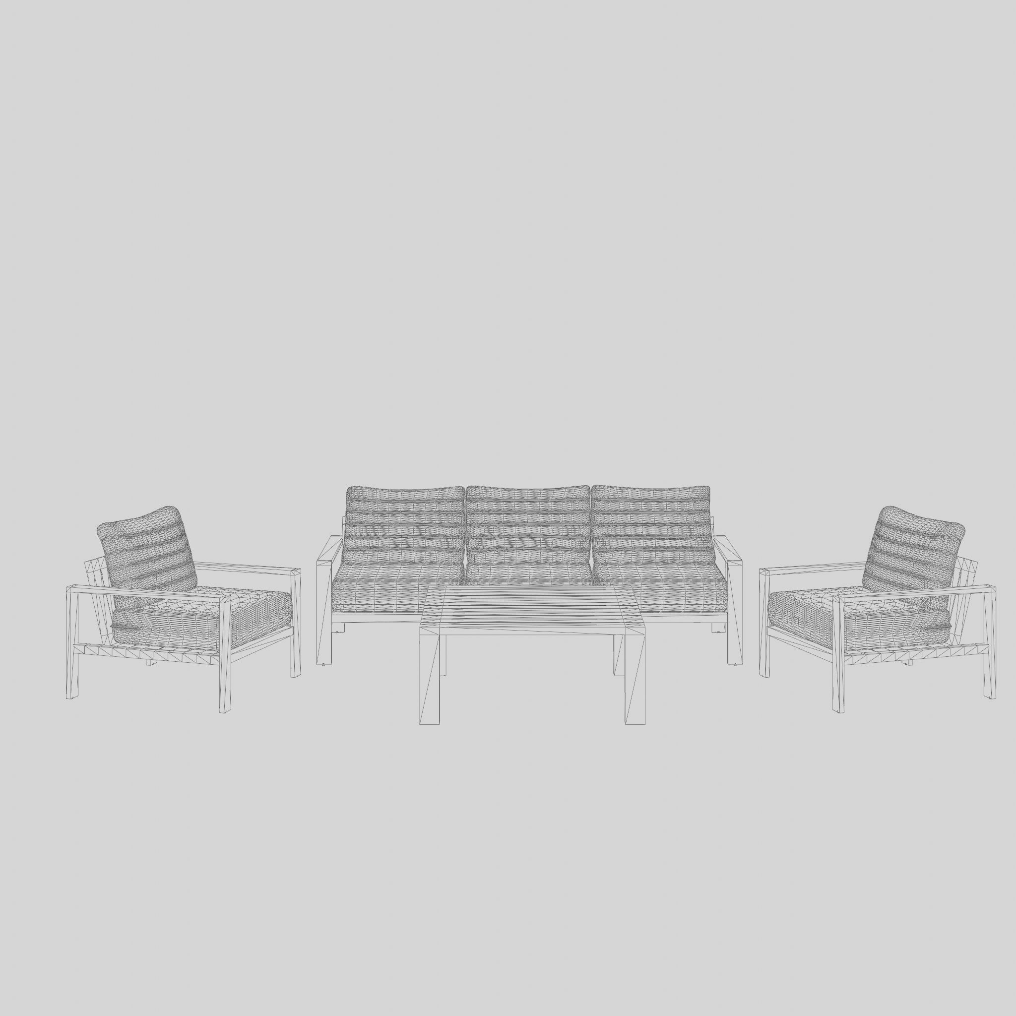 Port Royal Sofa Set  Low-poly 3D model_7