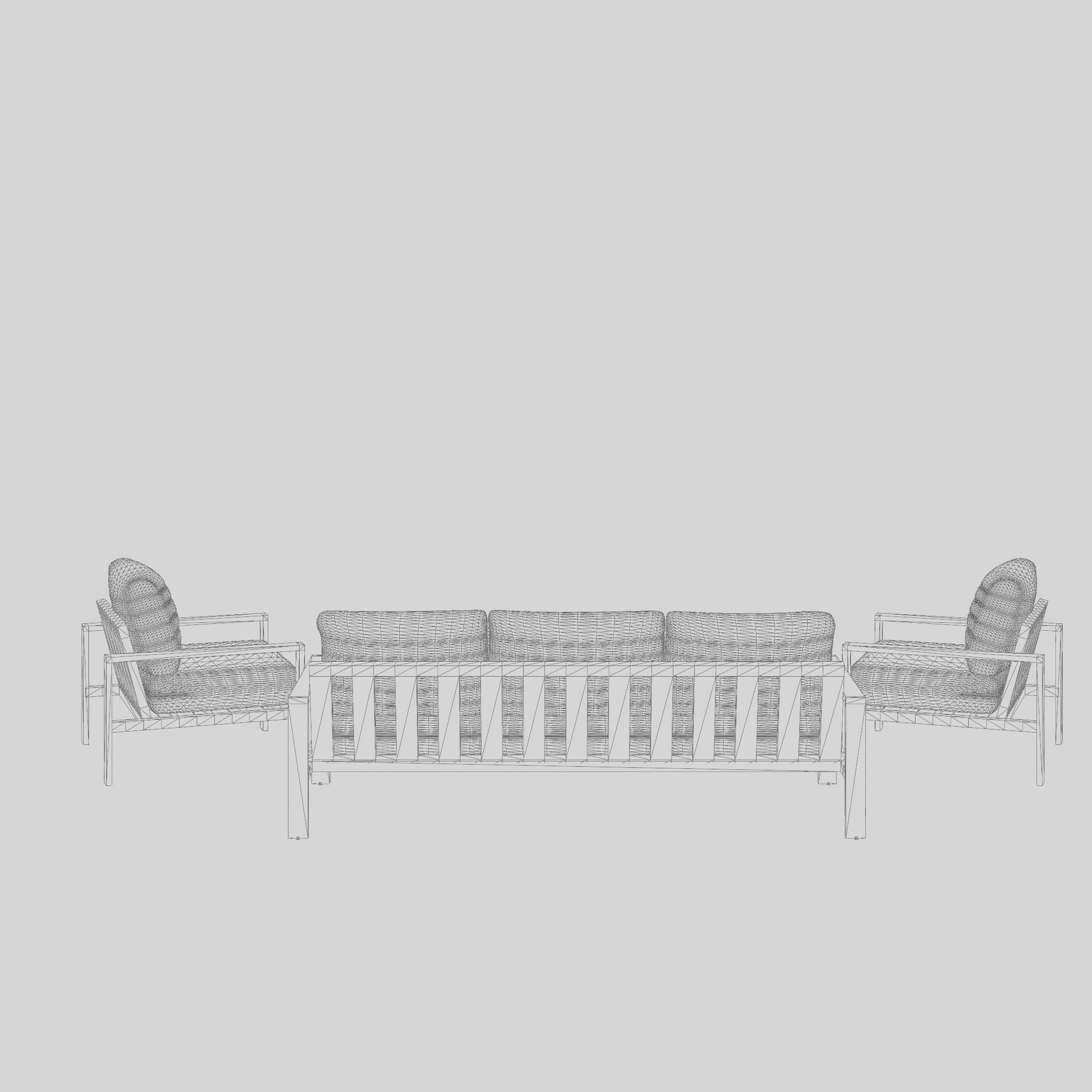 Port Royal Sofa Set  Low-poly 3D model_4