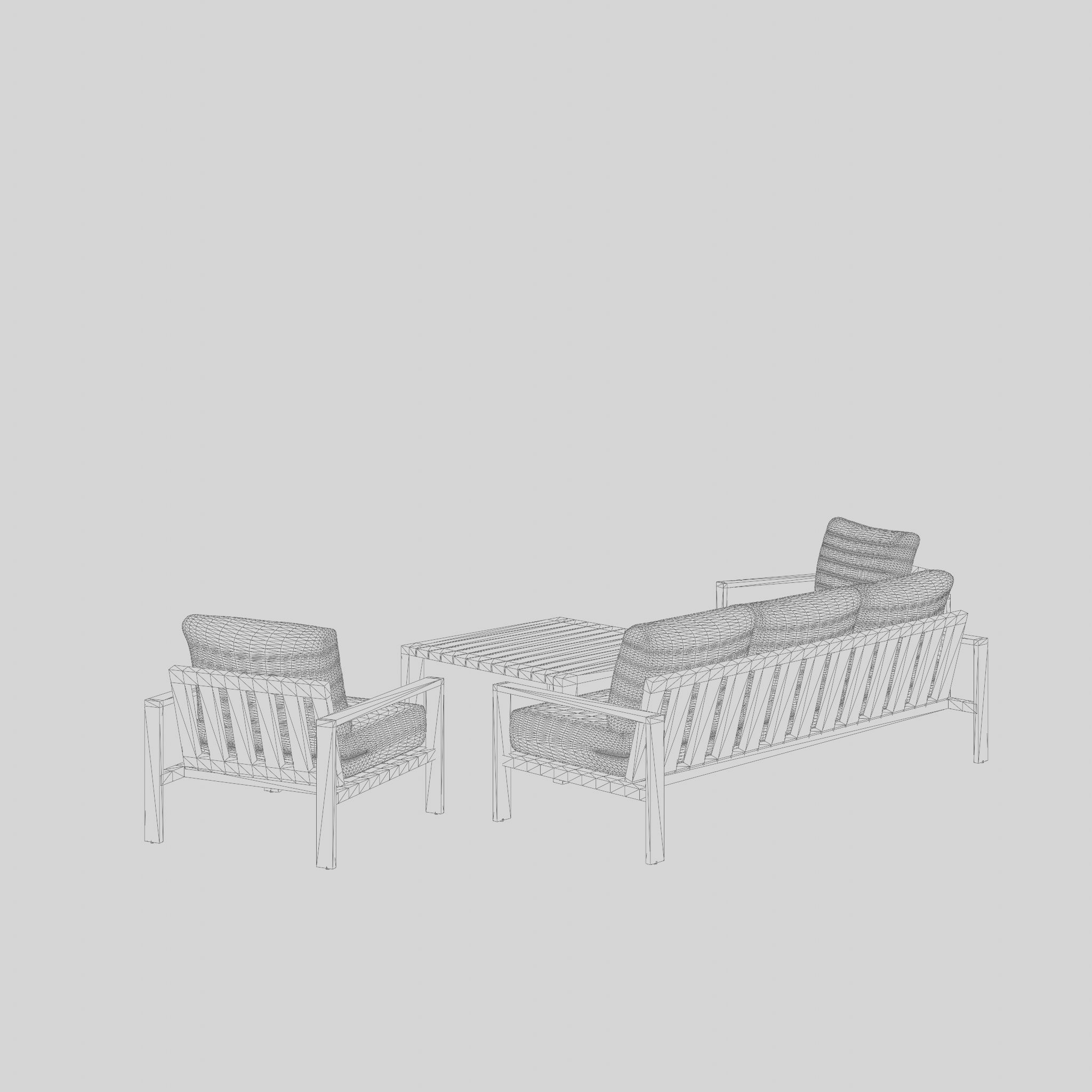 Port Royal Sofa Set  Low-poly 3D model_5