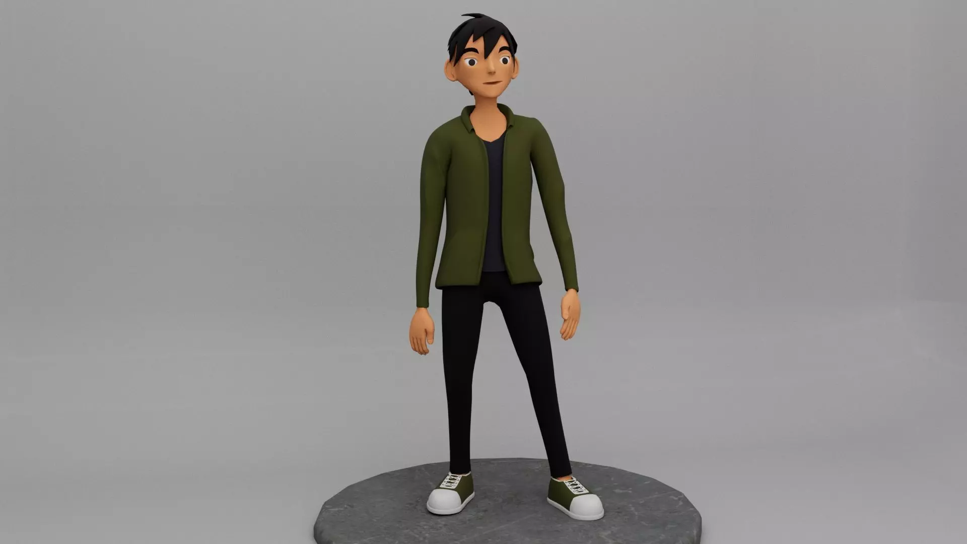 Anime character Low-poly 3D model_0