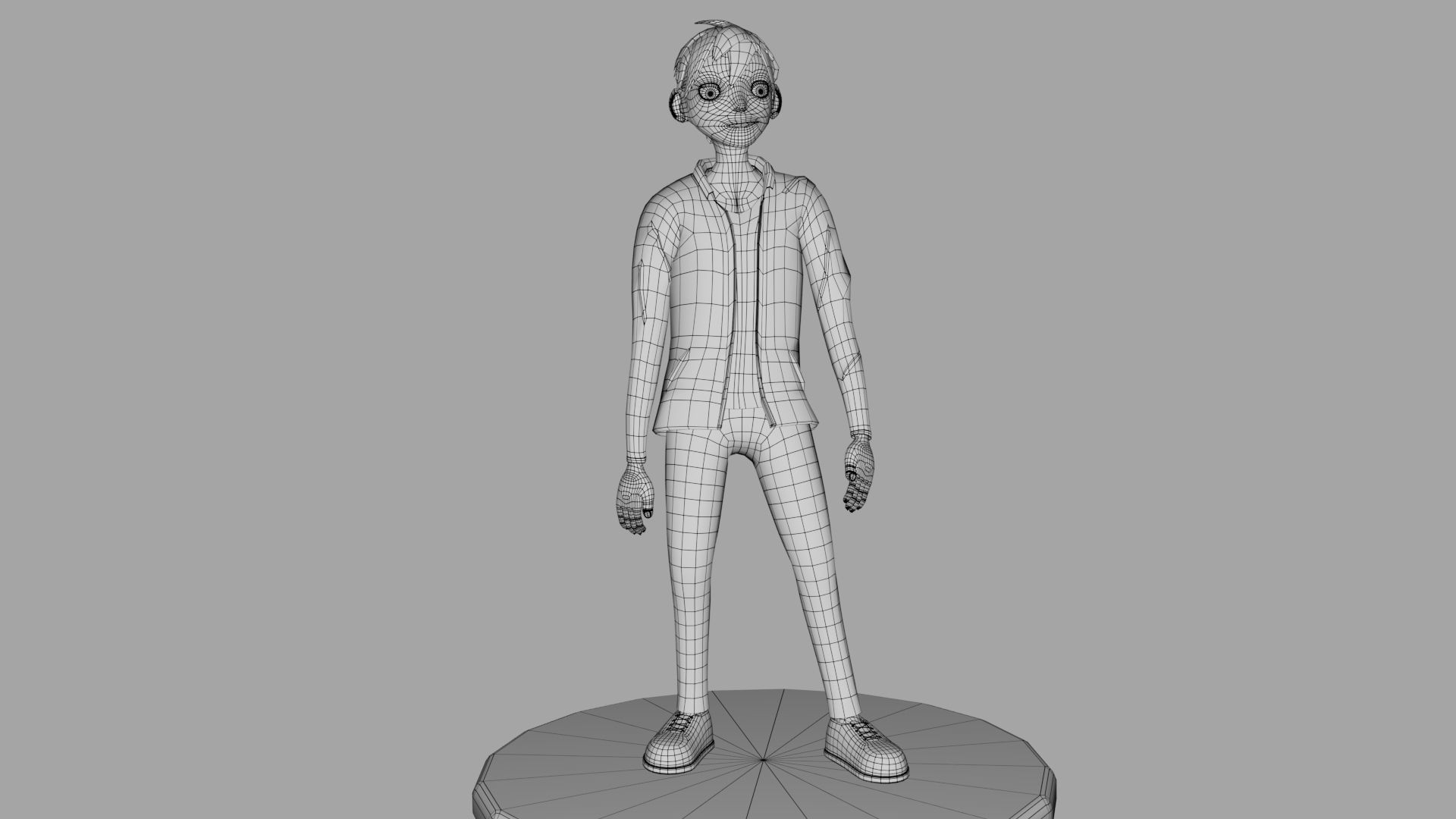 Anime character Low-poly 3D model_1