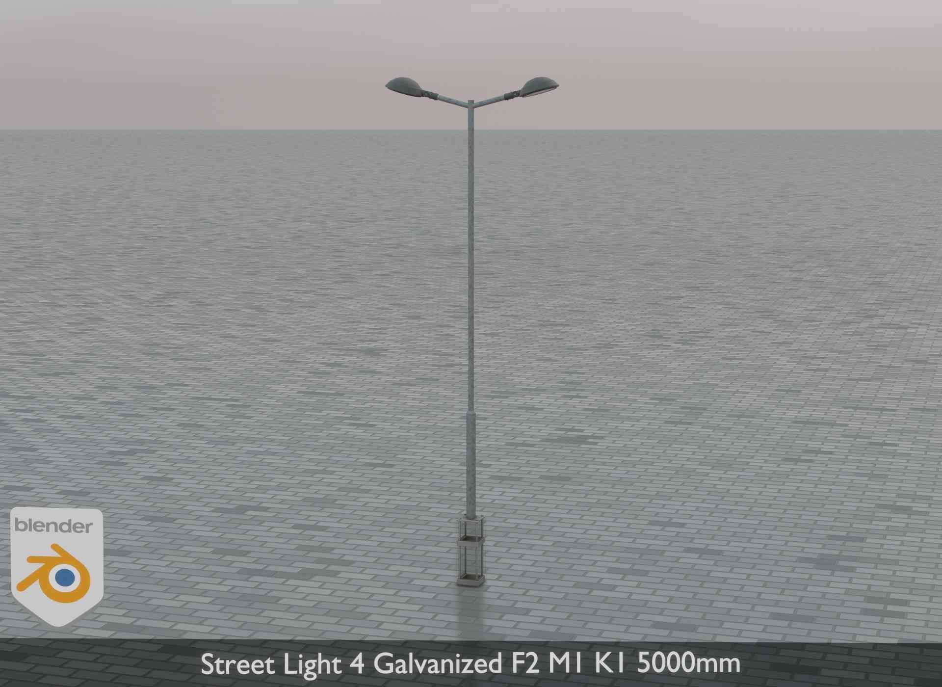 Street Light 4 Galvanized F2 M1 K1 5000mm Low-poly 3D model_4
