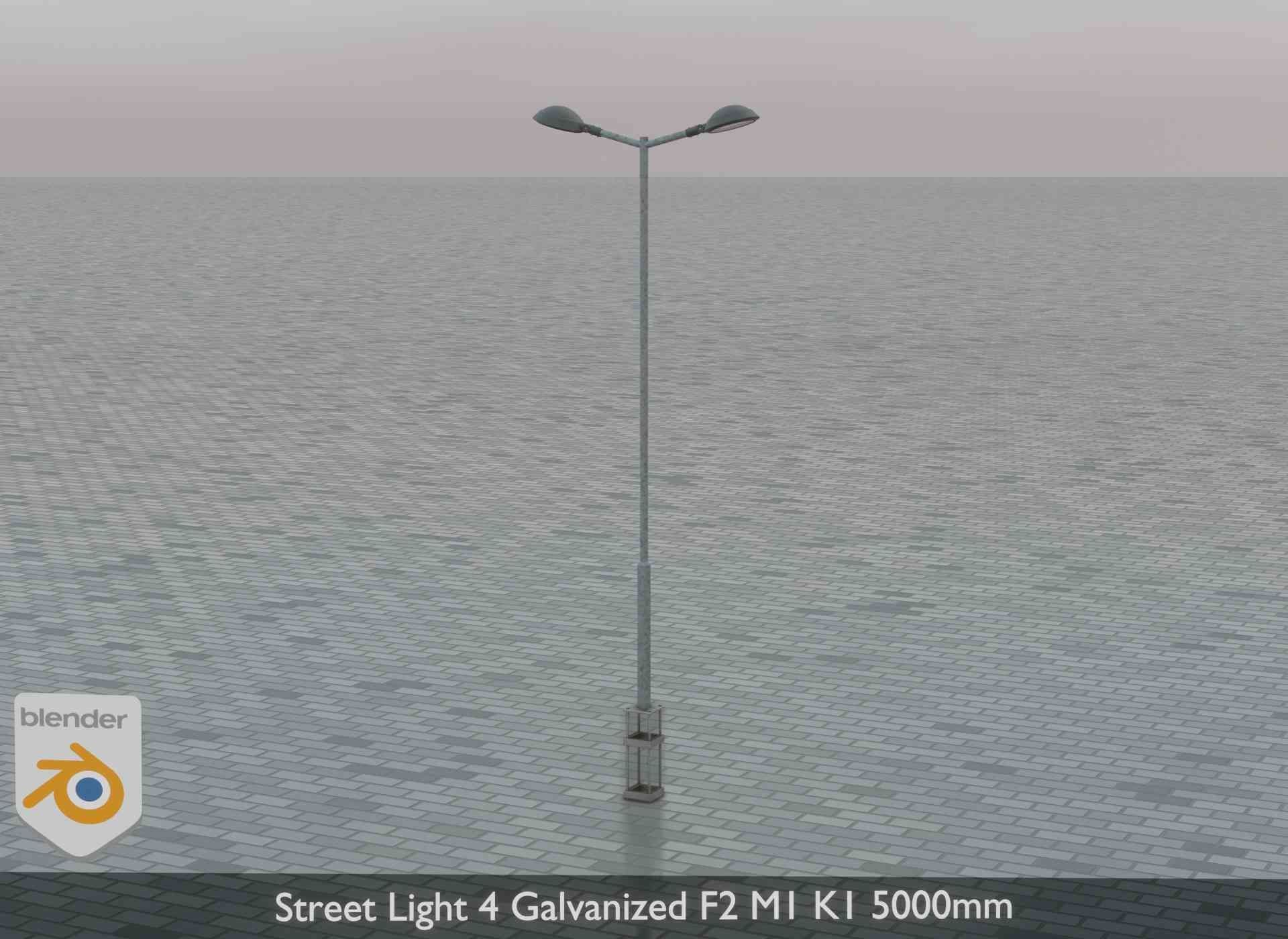 Street Light 4 Galvanized F2 M1 K1 5000mm Low-poly 3D model_5