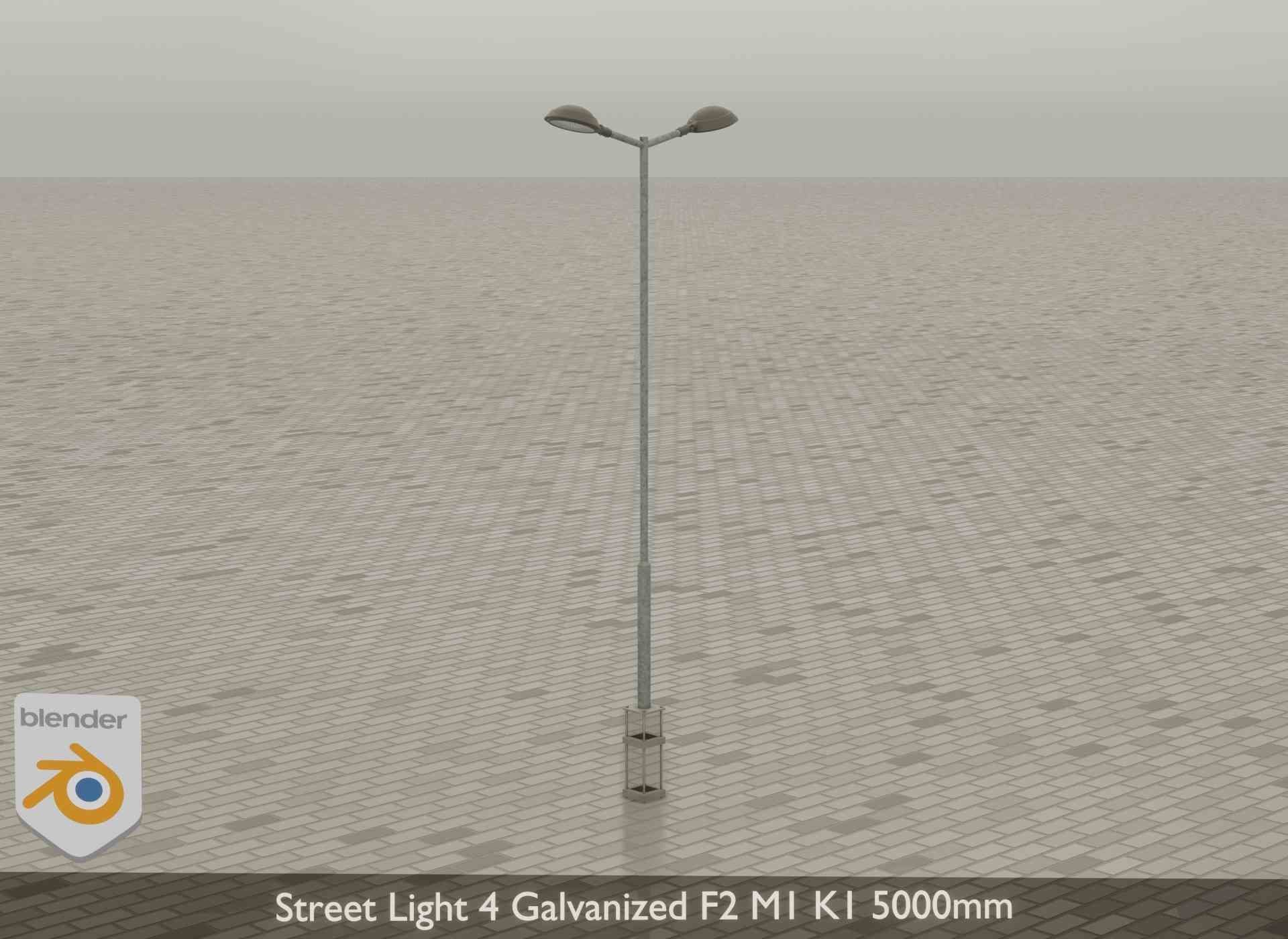 Street Light 4 Galvanized F2 M1 K1 5000mm Low-poly 3D model_37