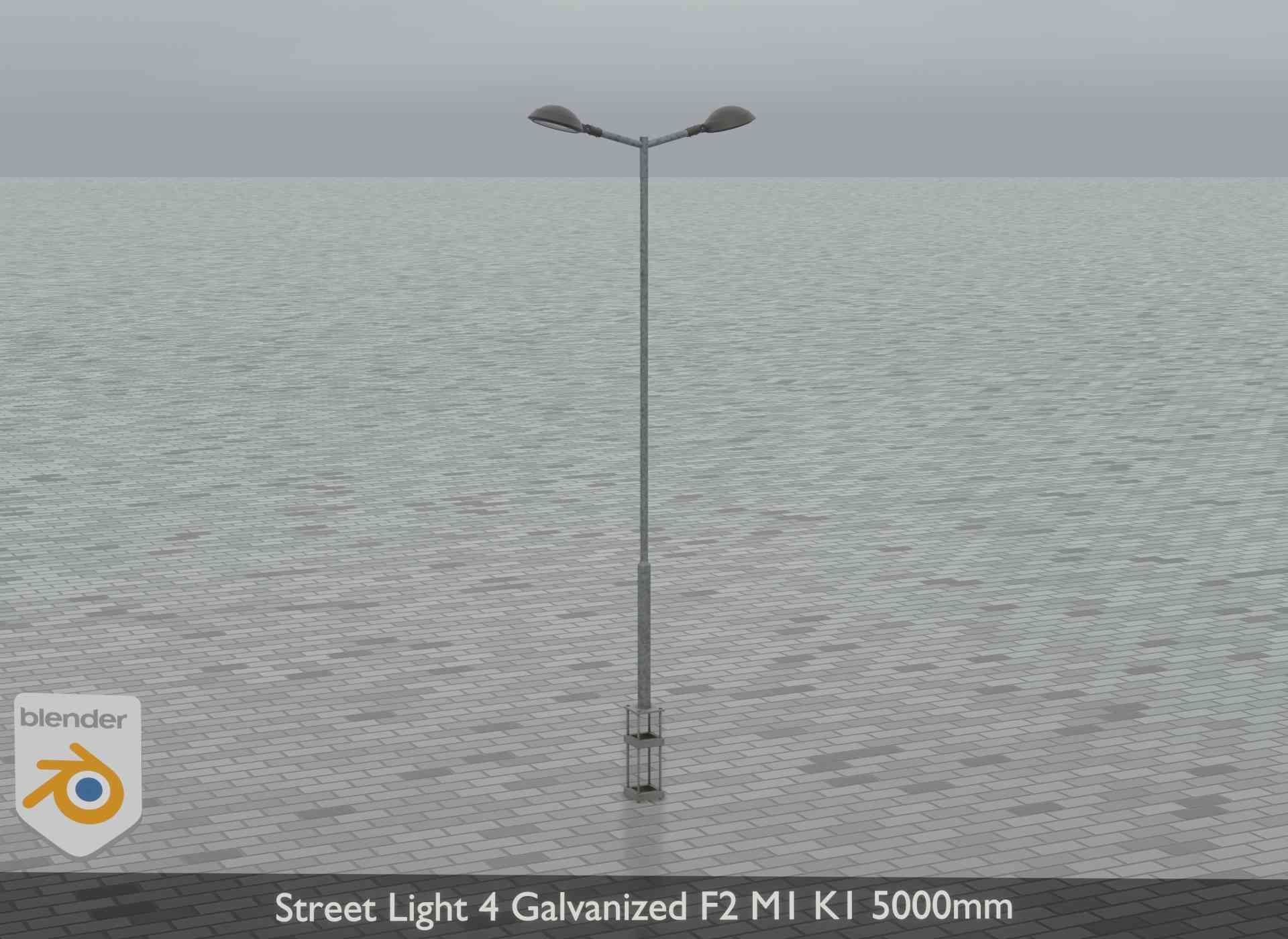 Street Light 4 Galvanized F2 M1 K1 5000mm Low-poly 3D model_19