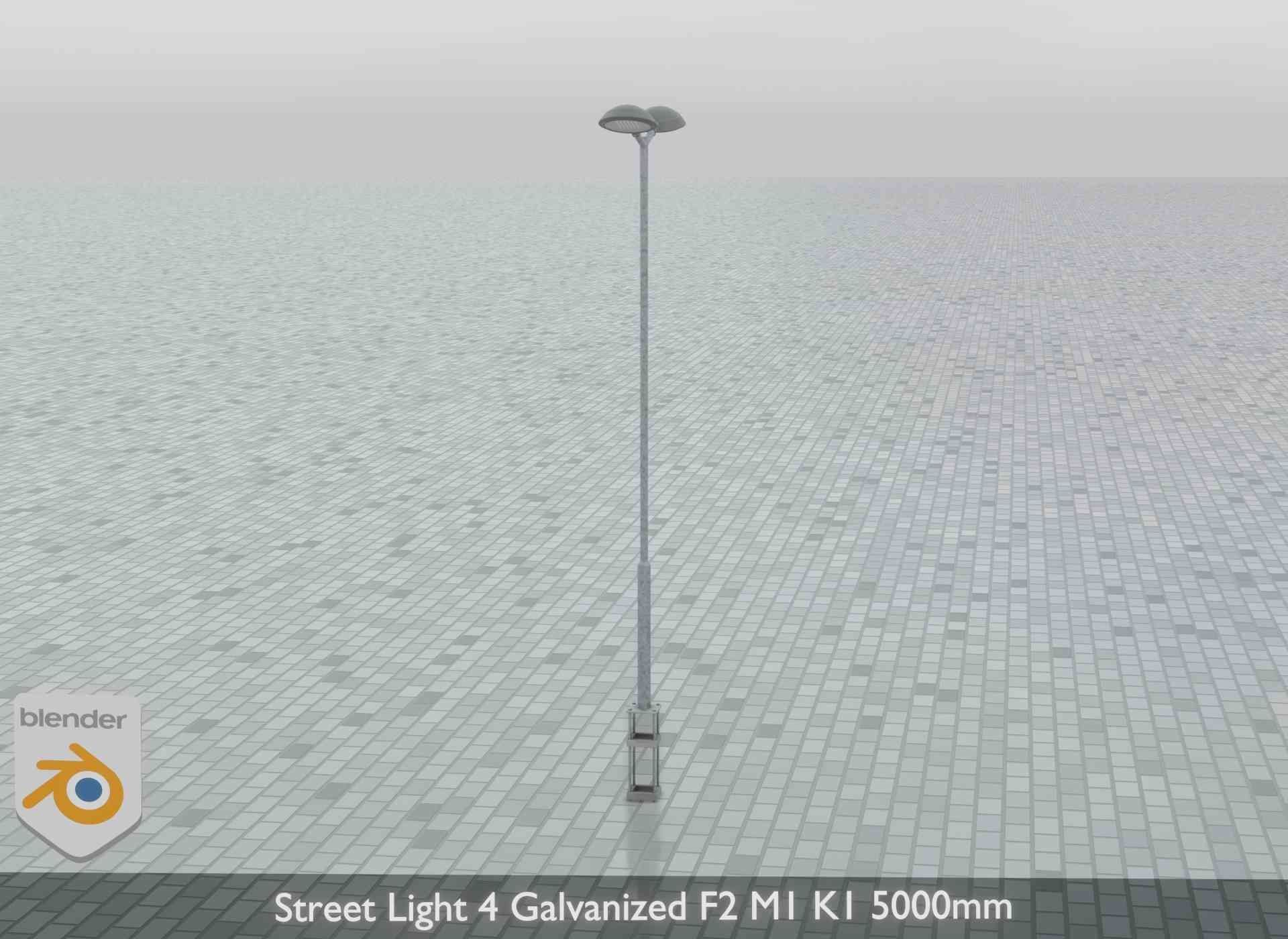 Street Light 4 Galvanized F2 M1 K1 5000mm Low-poly 3D model_13