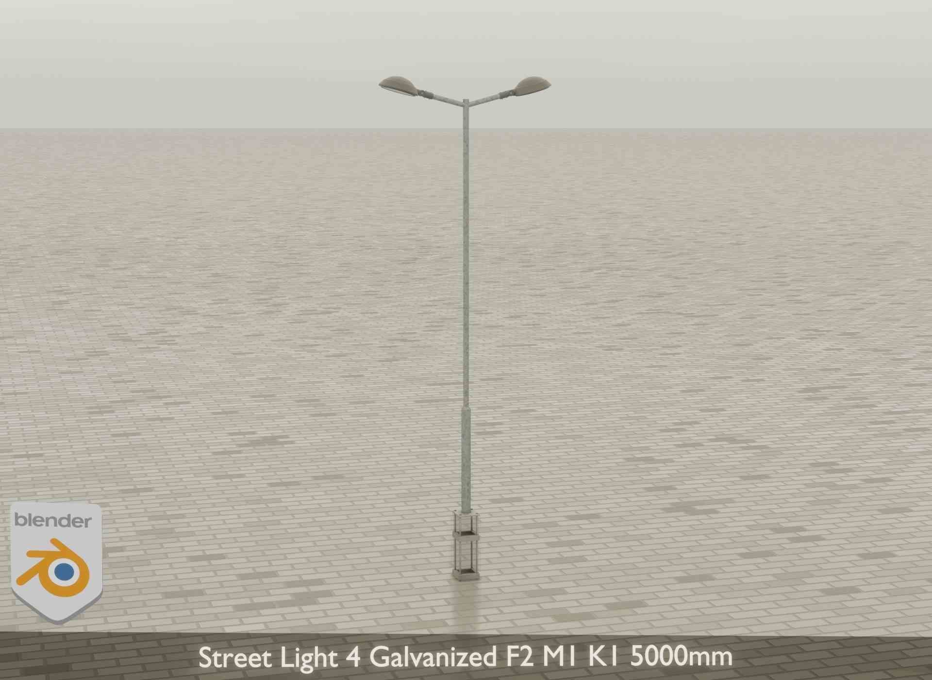 Street Light 4 Galvanized F2 M1 K1 5000mm Low-poly 3D model_40