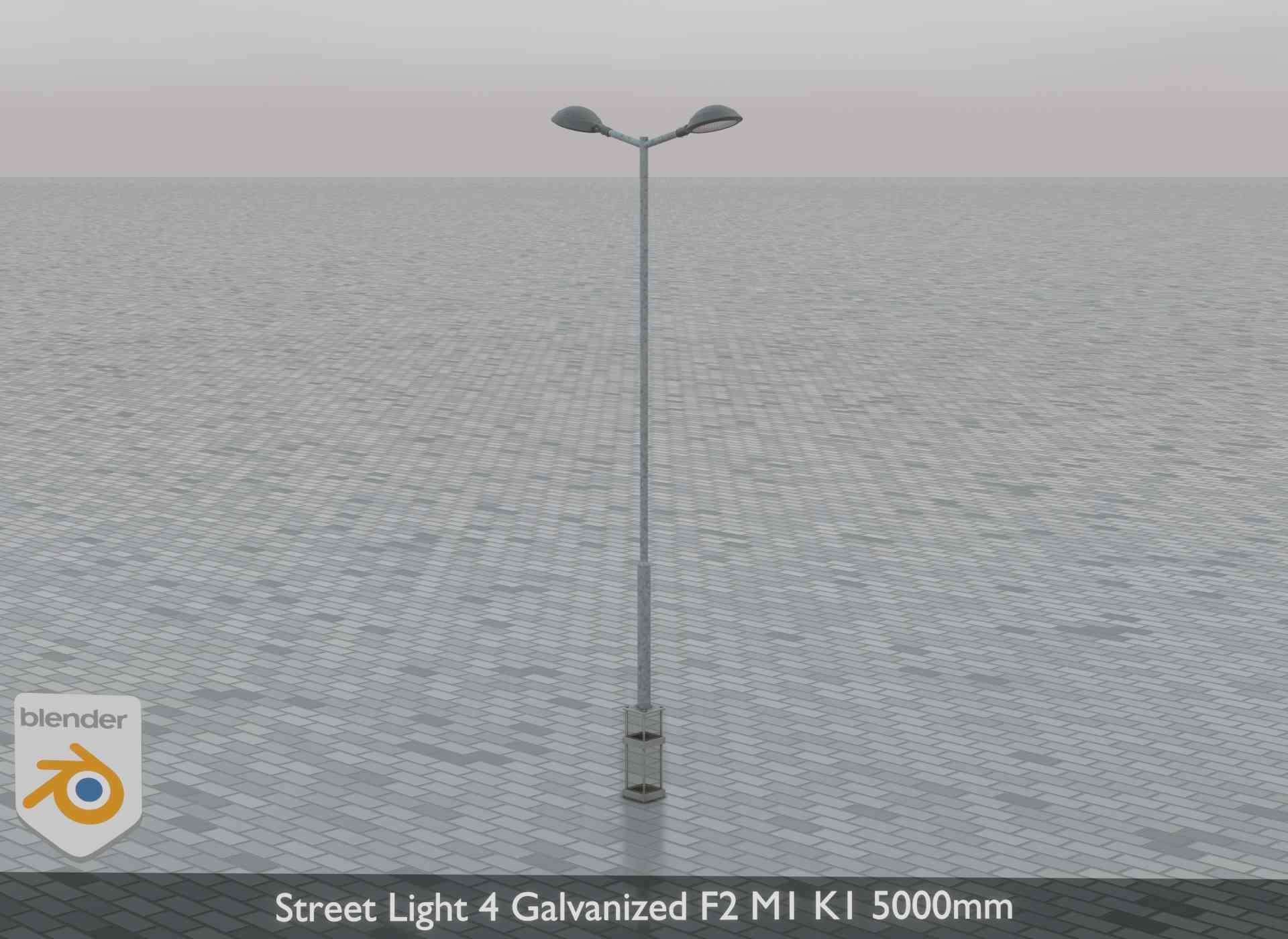 Street Light 4 Galvanized F2 M1 K1 5000mm Low-poly 3D model_7