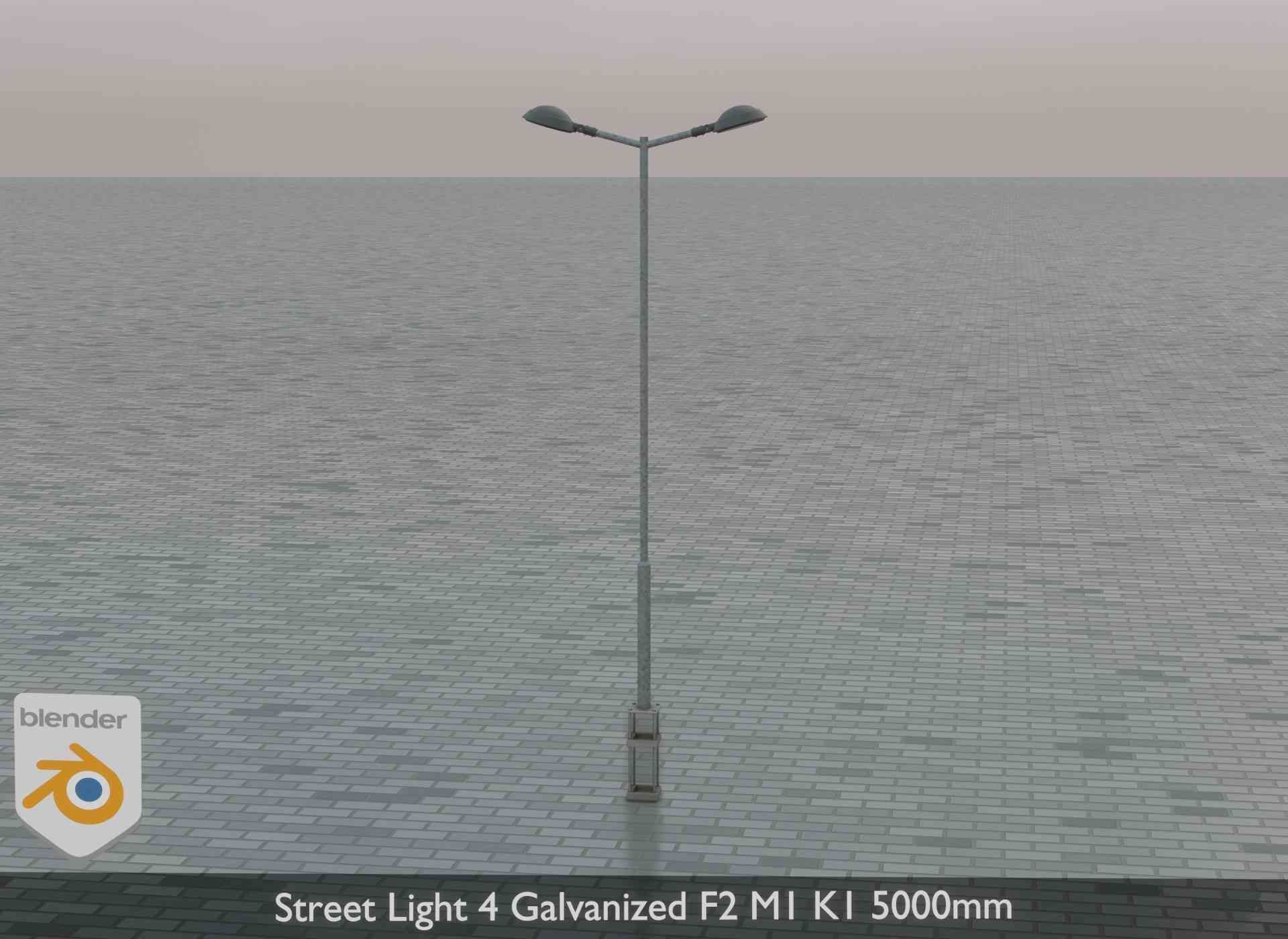 Street Light 4 Galvanized F2 M1 K1 5000mm Low-poly 3D model_3