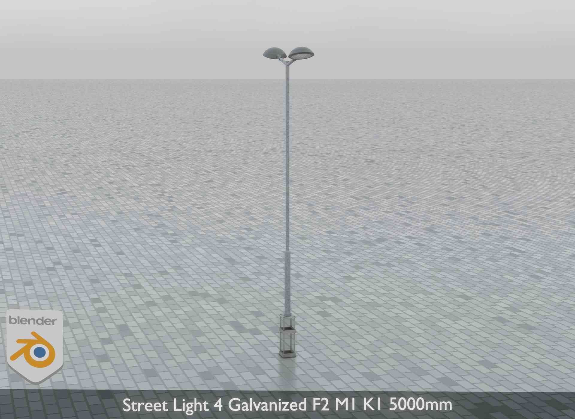 Street Light 4 Galvanized F2 M1 K1 5000mm Low-poly 3D model_10