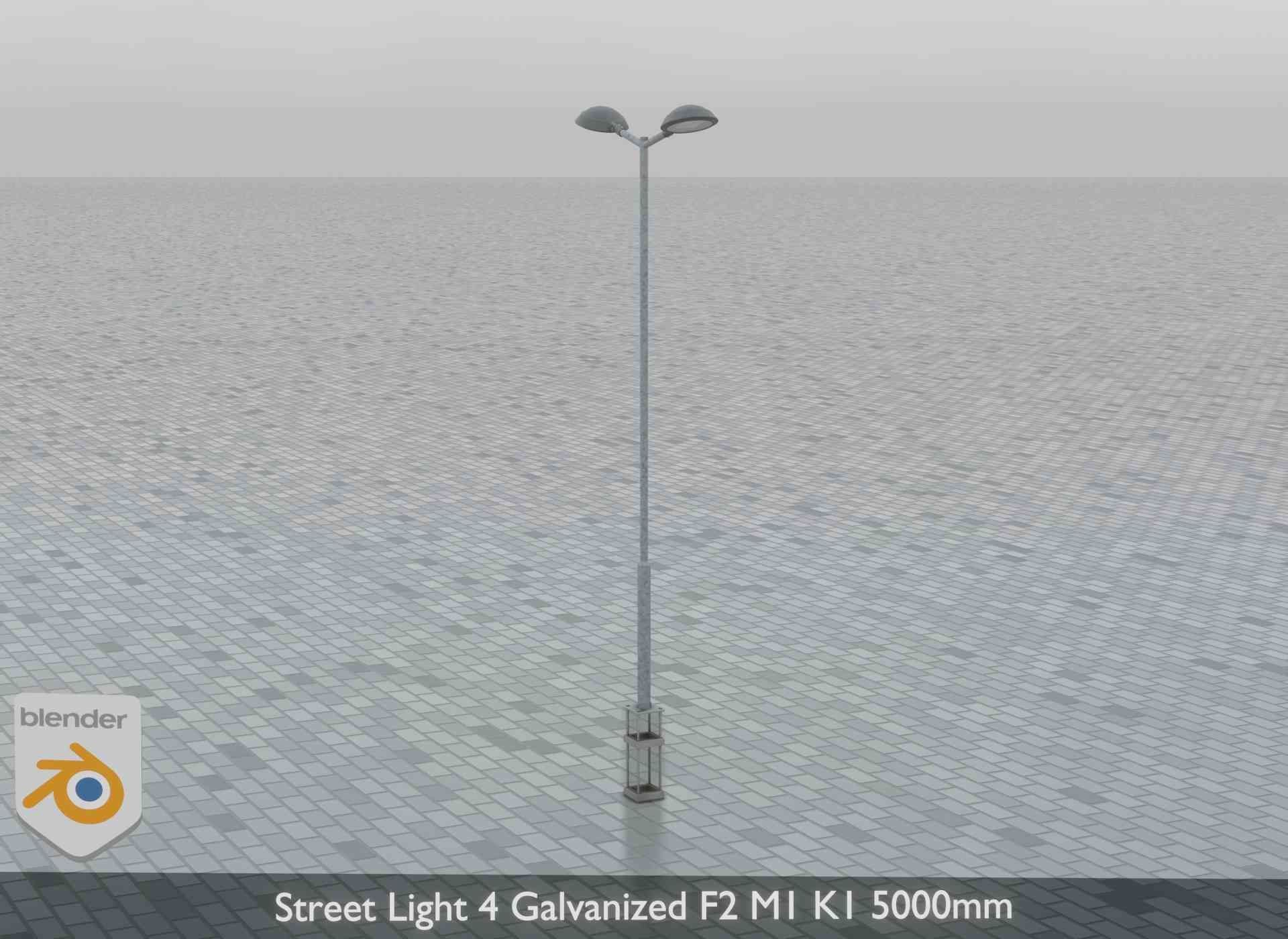 Street Light 4 Galvanized F2 M1 K1 5000mm Low-poly 3D model_9