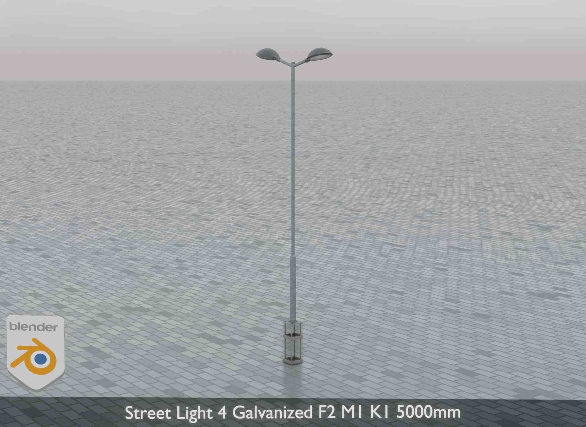 Street Light 4 Galvanized F2 M1 K1 5000mm Low-poly 3D model_8