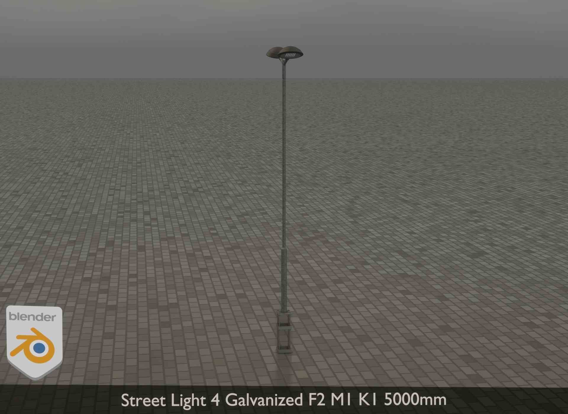 Street Light 4 Galvanized F2 M1 K1 5000mm Low-poly 3D model_31