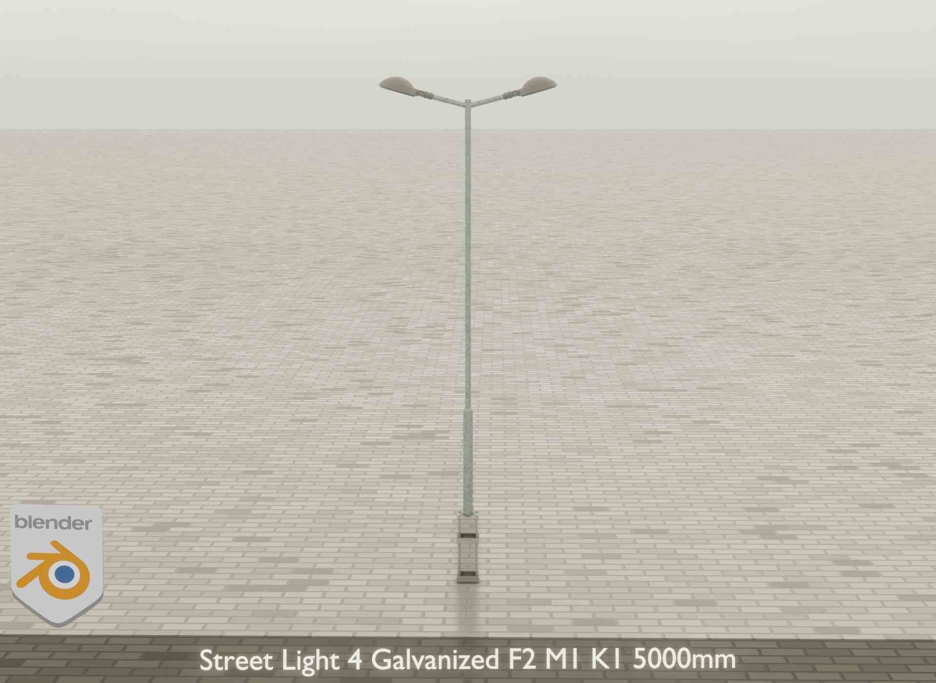 Street Light 4 Galvanized F2 M1 K1 5000mm Low-poly 3D model_42