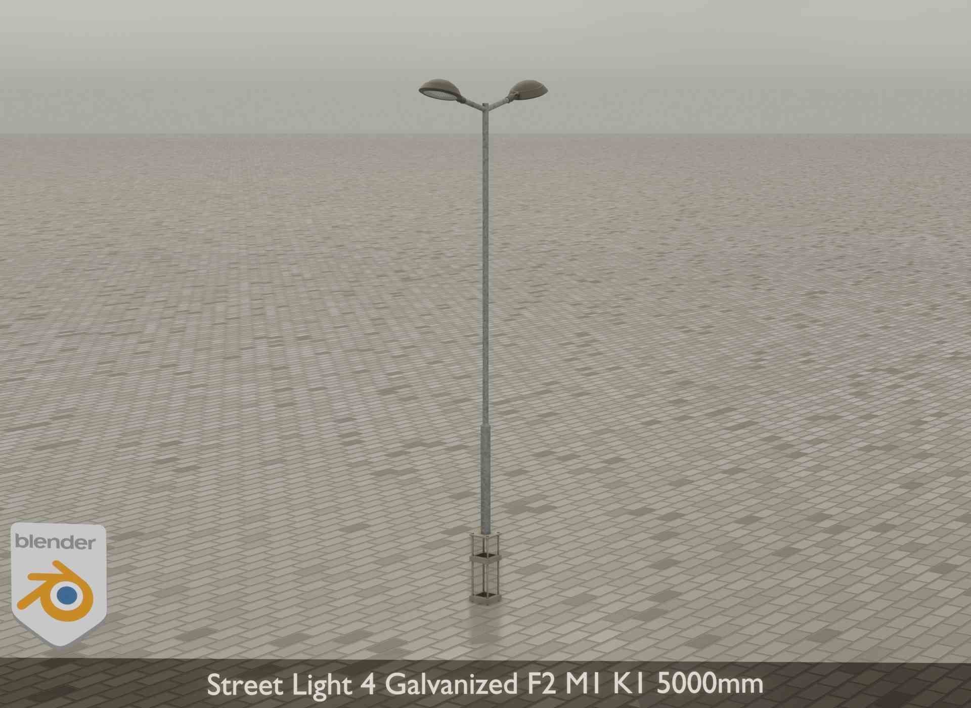 Street Light 4 Galvanized F2 M1 K1 5000mm Low-poly 3D model_36