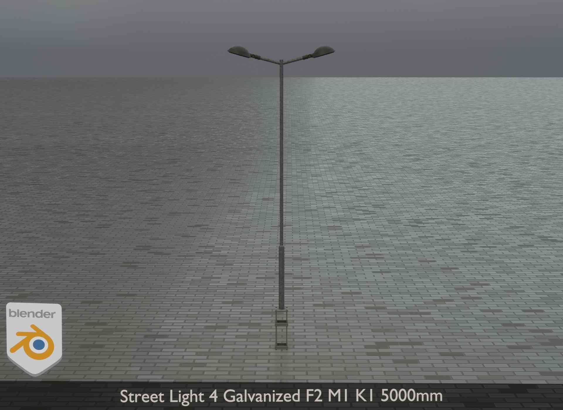 Street Light 4 Galvanized F2 M1 K1 5000mm Low-poly 3D model_22