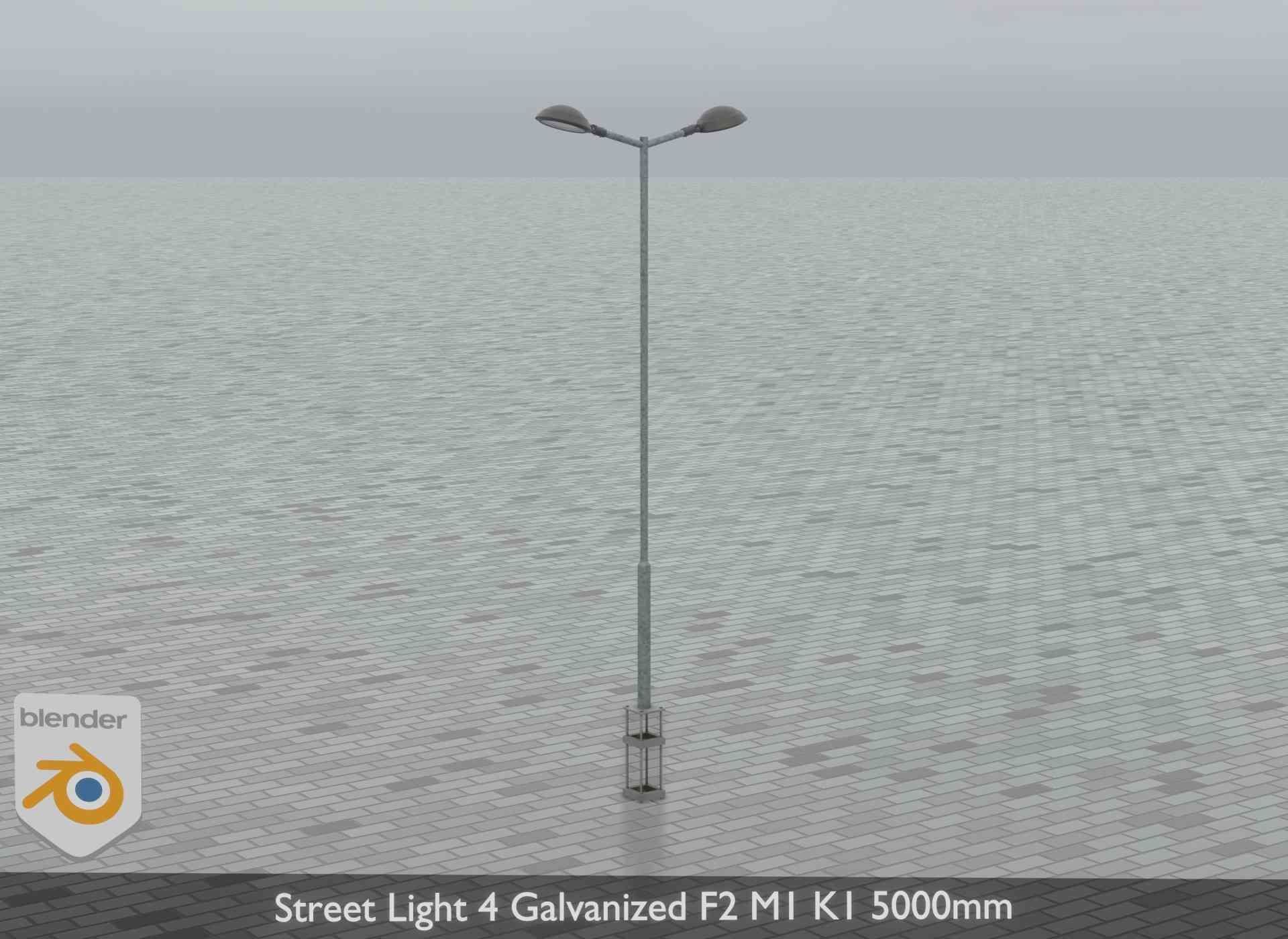 Street Light 4 Galvanized F2 M1 K1 5000mm Low-poly 3D model_18