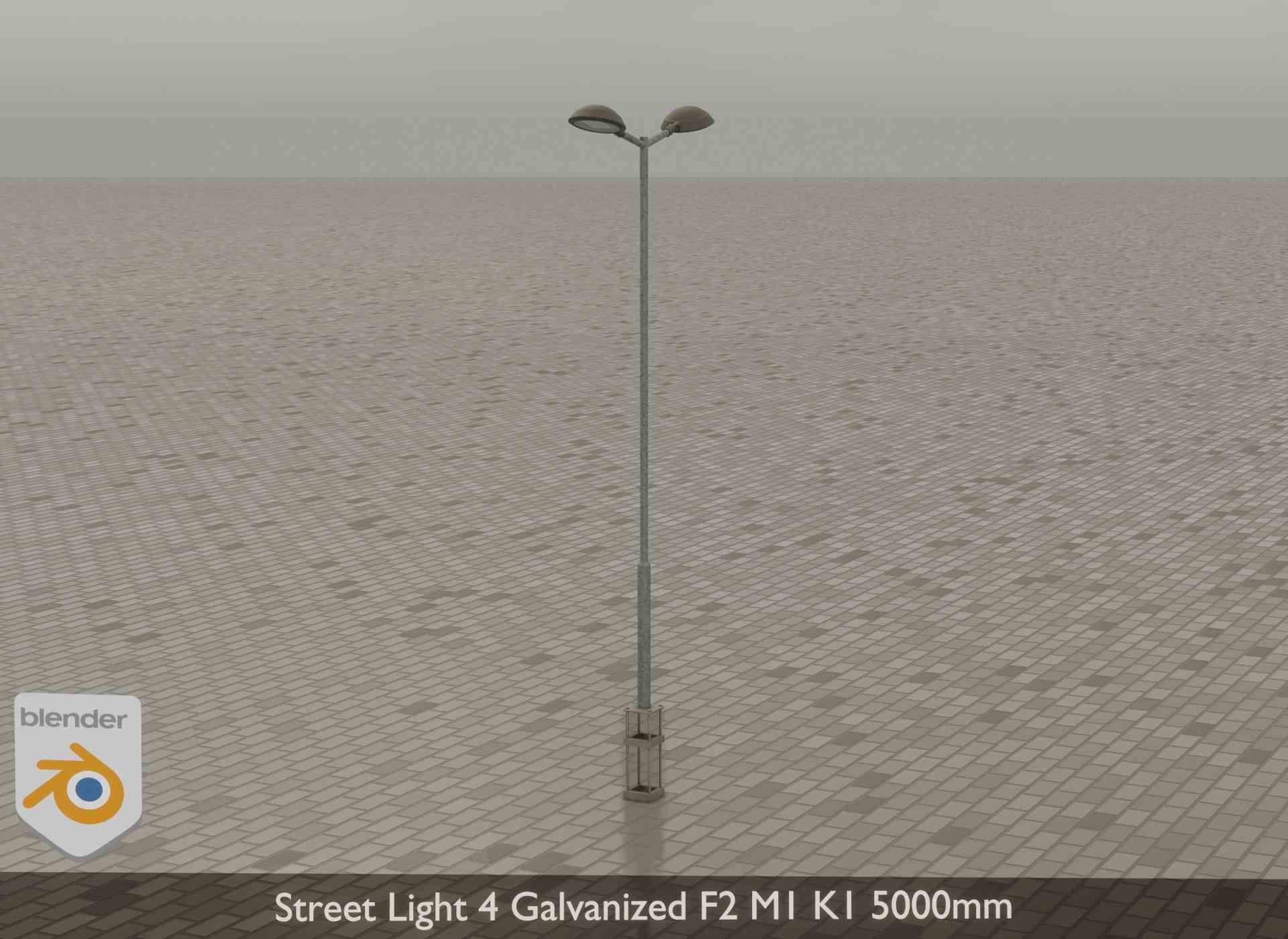 Street Light 4 Galvanized F2 M1 K1 5000mm Low-poly 3D model_35