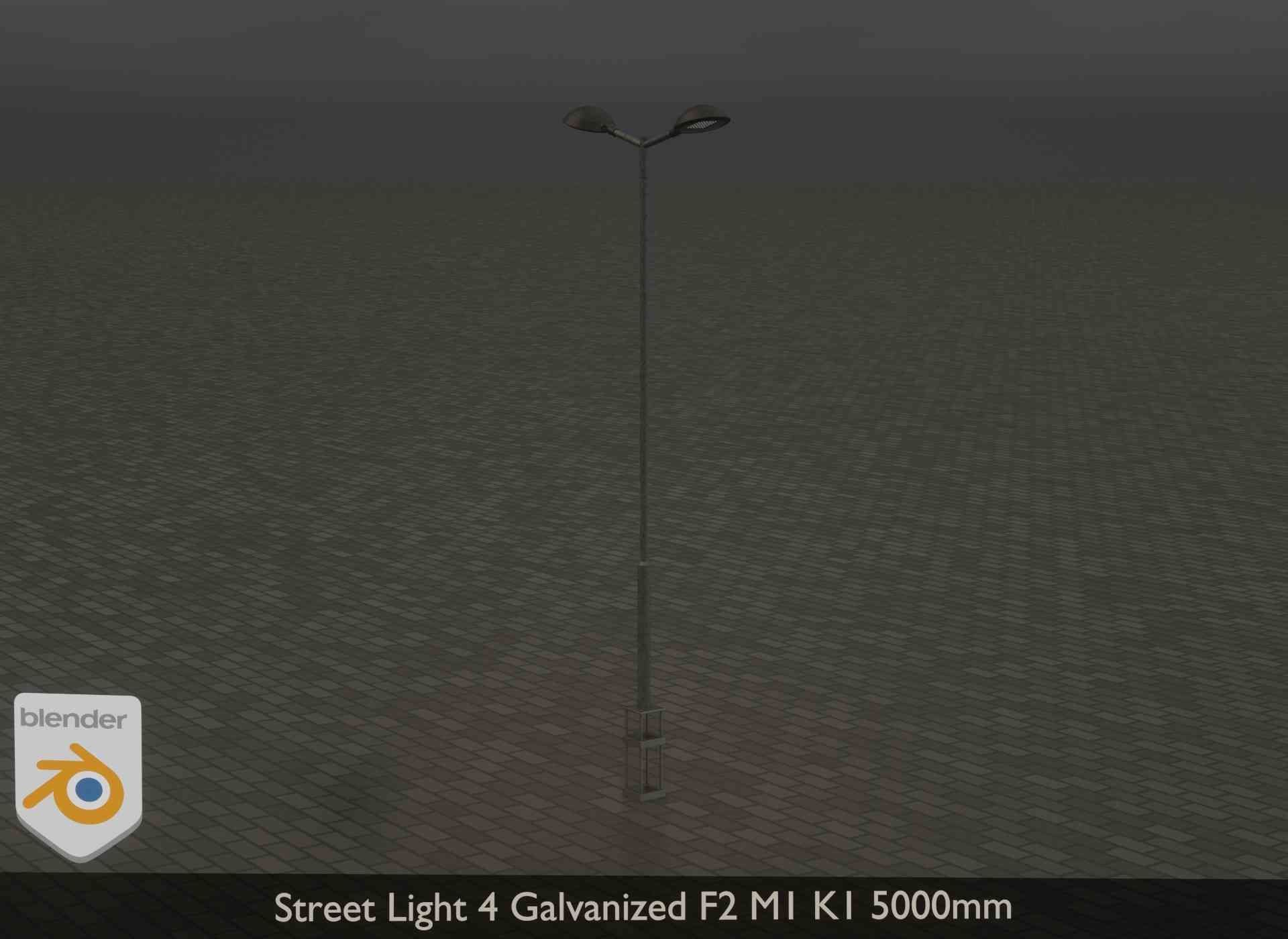 Street Light 4 Galvanized F2 M1 K1 5000mm Low-poly 3D model_28
