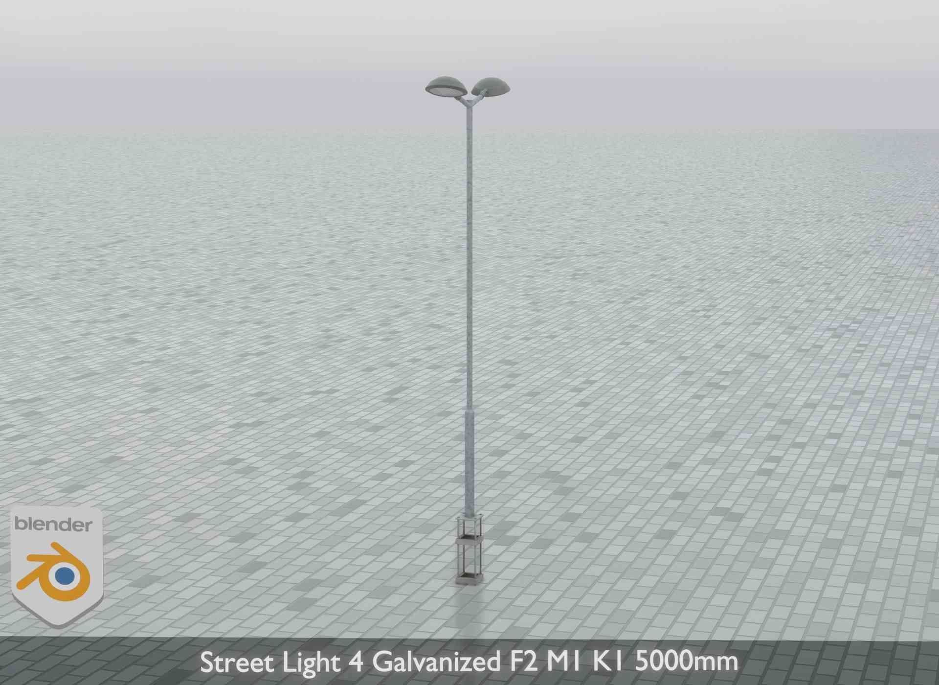 Street Light 4 Galvanized F2 M1 K1 5000mm Low-poly 3D model_14