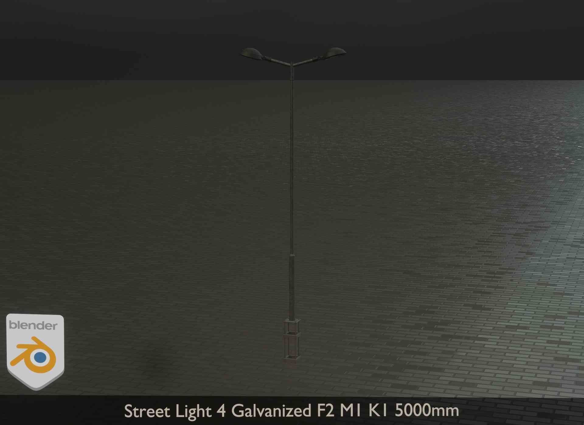 Street Light 4 Galvanized F2 M1 K1 5000mm Low-poly 3D model_24