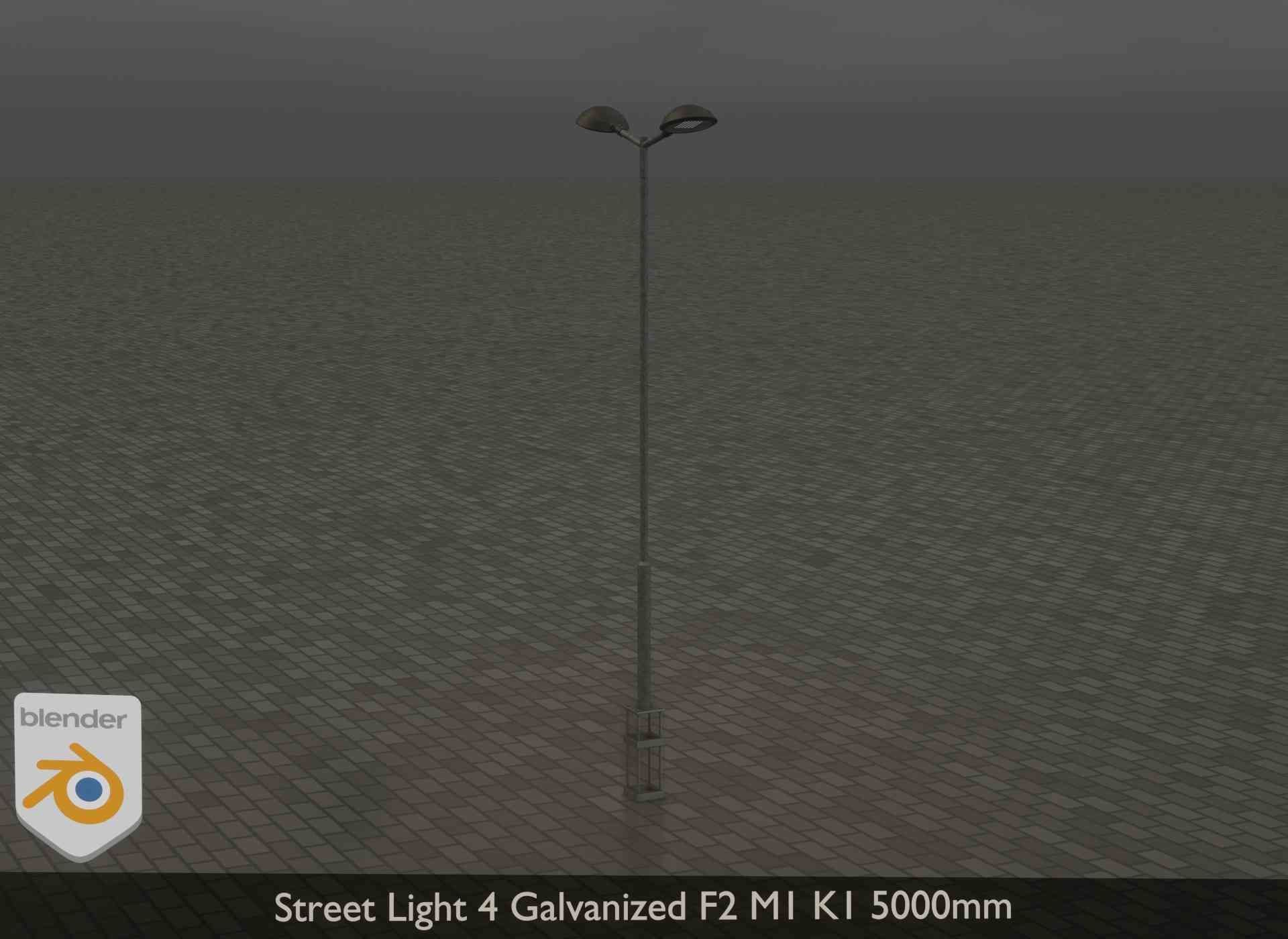 Street Light 4 Galvanized F2 M1 K1 5000mm Low-poly 3D model_29
