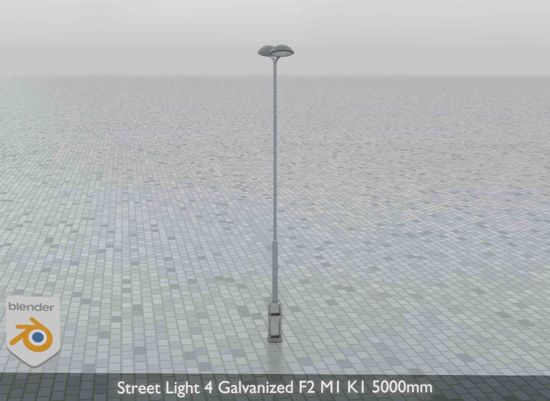 Street Light 4 Galvanized F2 M1 K1 5000mm Low-poly 3D model_11