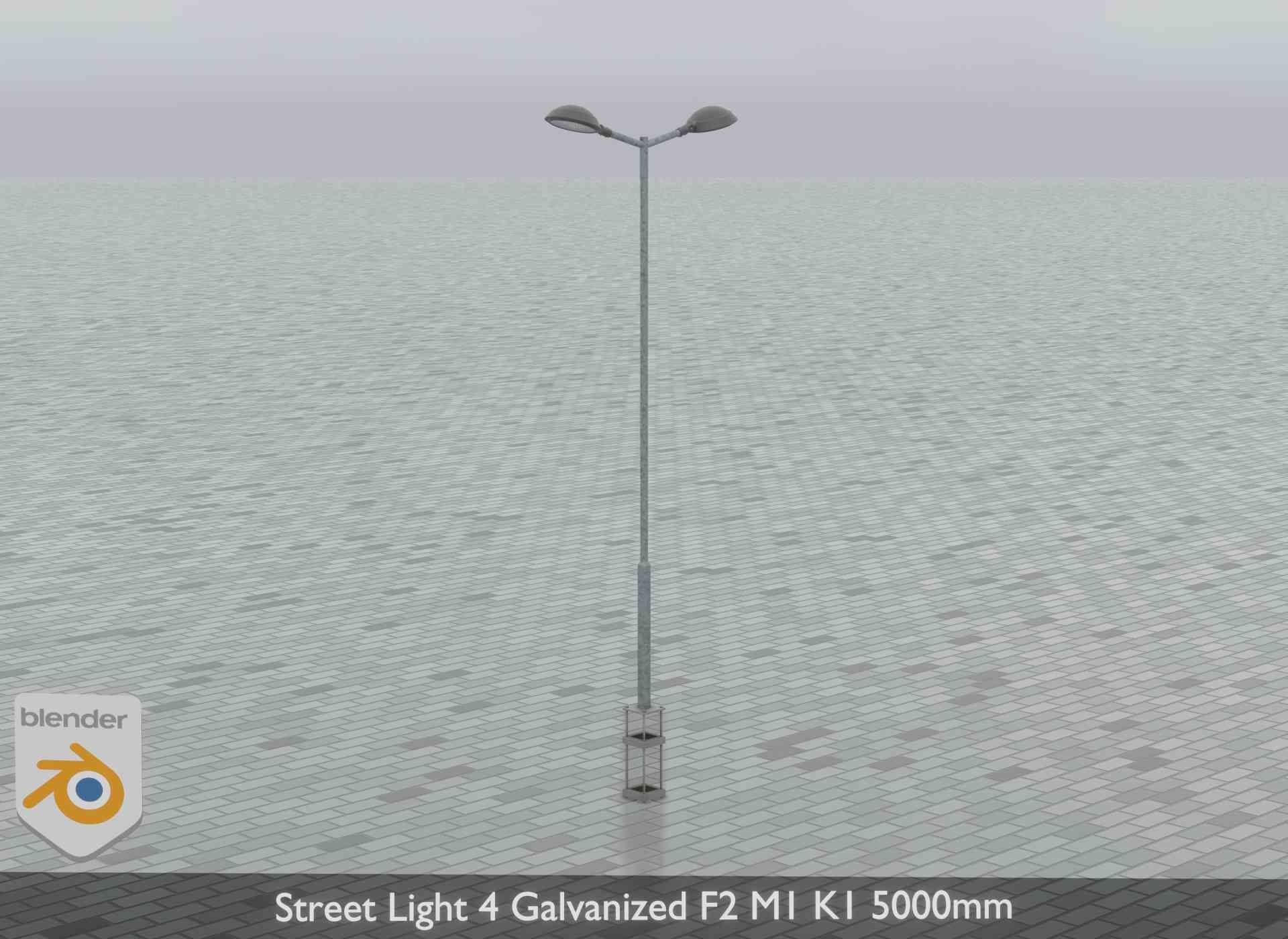 Street Light 4 Galvanized F2 M1 K1 5000mm Low-poly 3D model_17