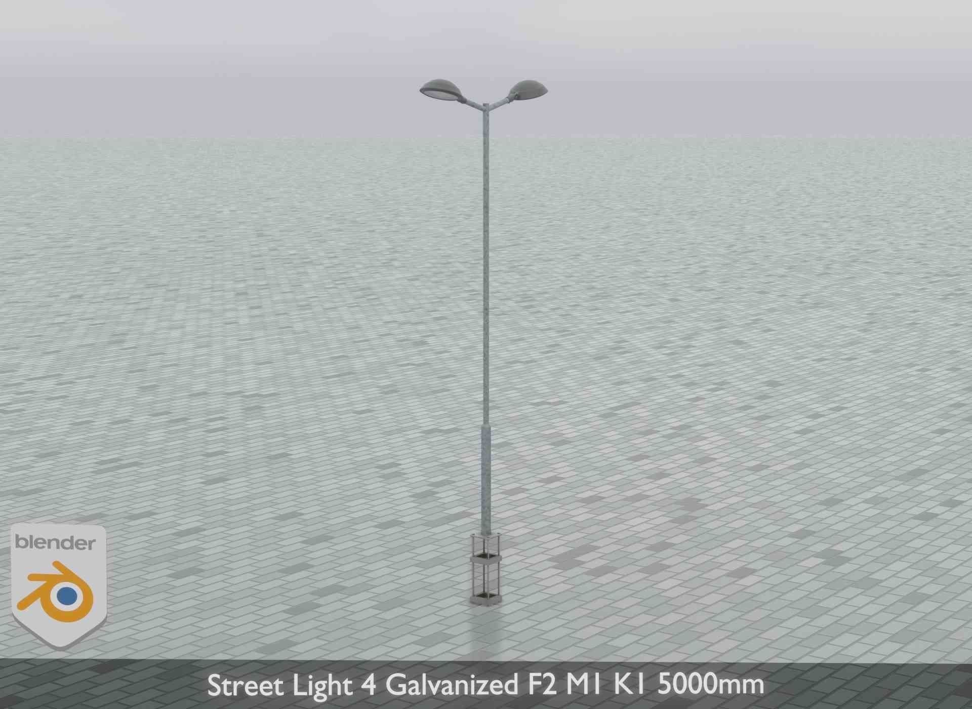 Street Light 4 Galvanized F2 M1 K1 5000mm Low-poly 3D model_16