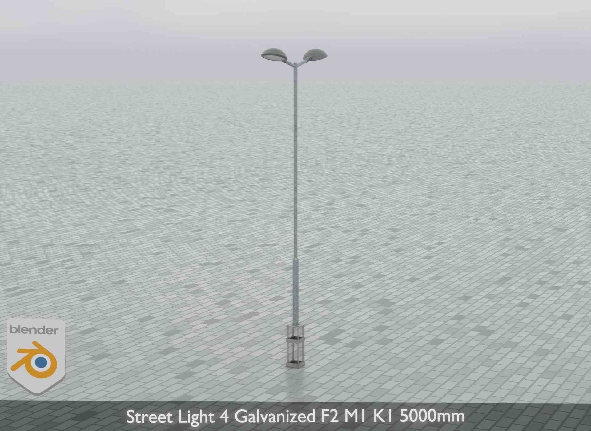Street Light 4 Galvanized F2 M1 K1 5000mm Low-poly 3D model_15