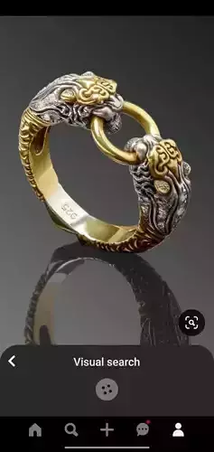 lion tiger ring gold silver 