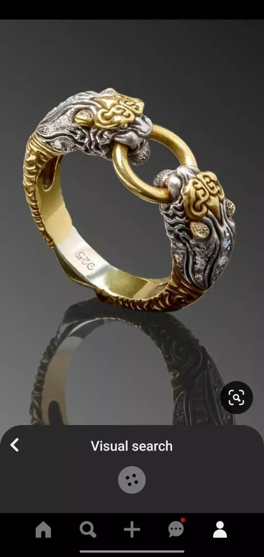 lion tiger ring gold silver 3D print model