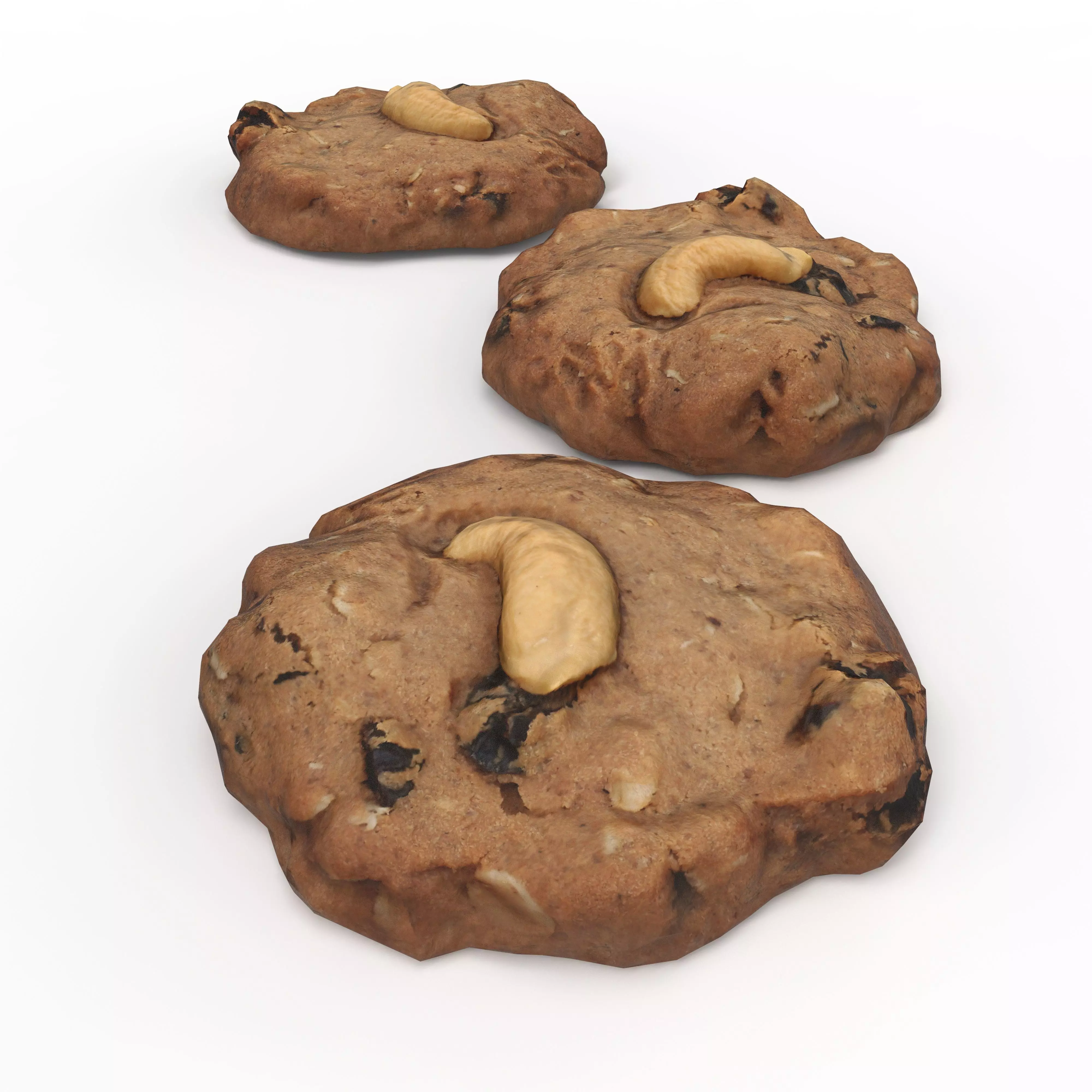 Cookie Cashew Nut Choc Chip Game Ready Low-poly 3D model
