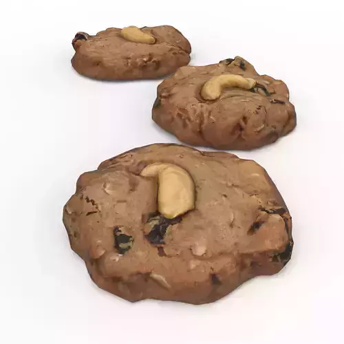 Cookie Cashew Nut Choc Chip Game Ready Low-poly 3D model