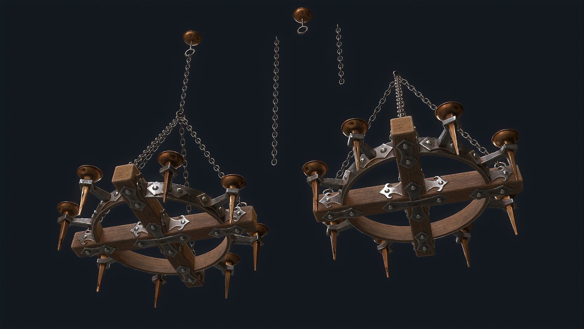 Medieval  Chandelier 1 Low-poly 3D model_6