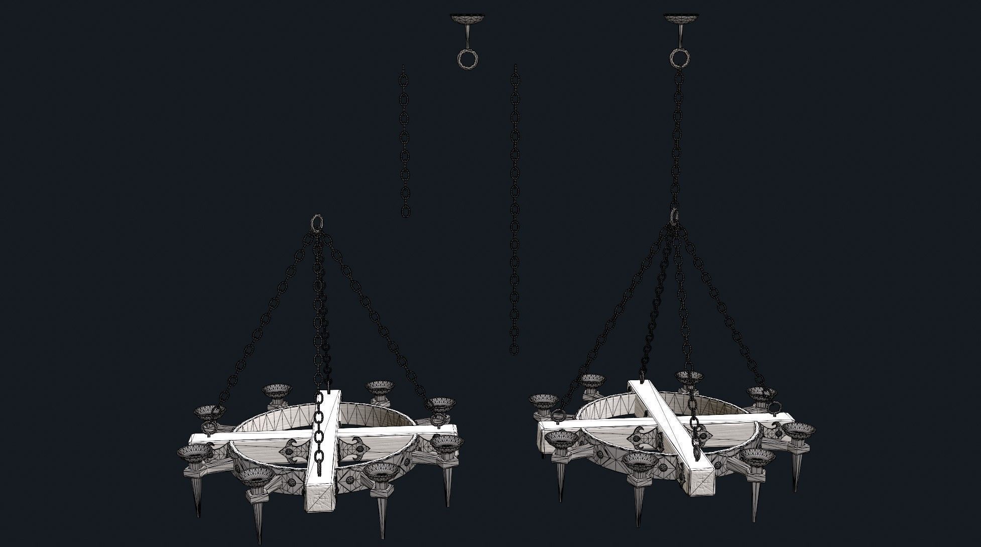 Medieval  Chandelier 1 Low-poly 3D model_8