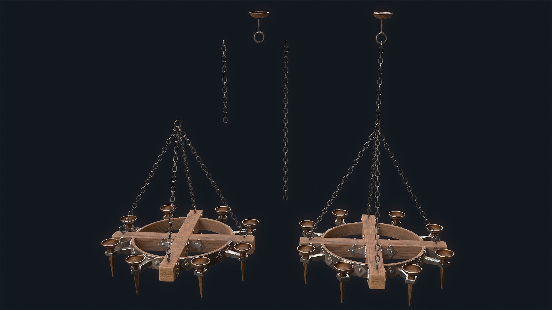 Medieval  Chandelier 1 Low-poly 3D model_5