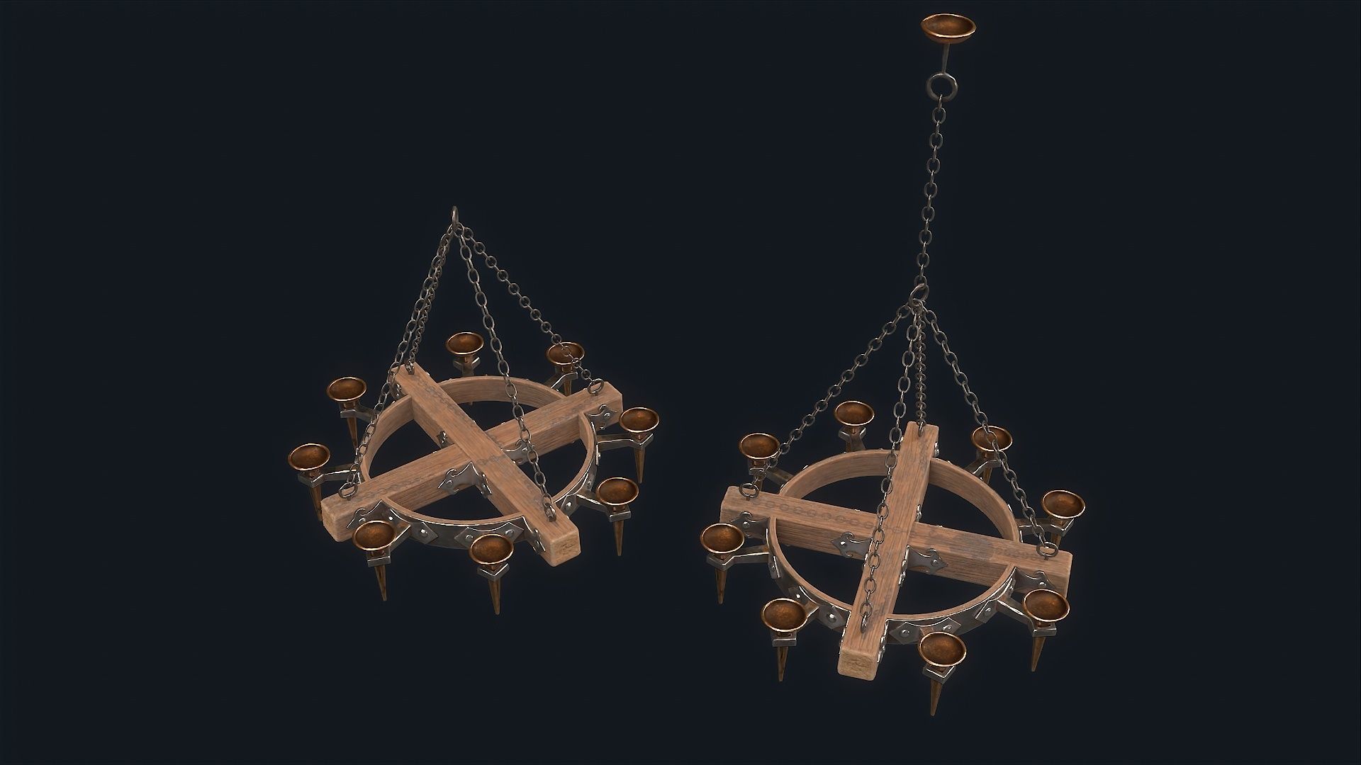 Medieval  Chandelier 1 Low-poly 3D model_3