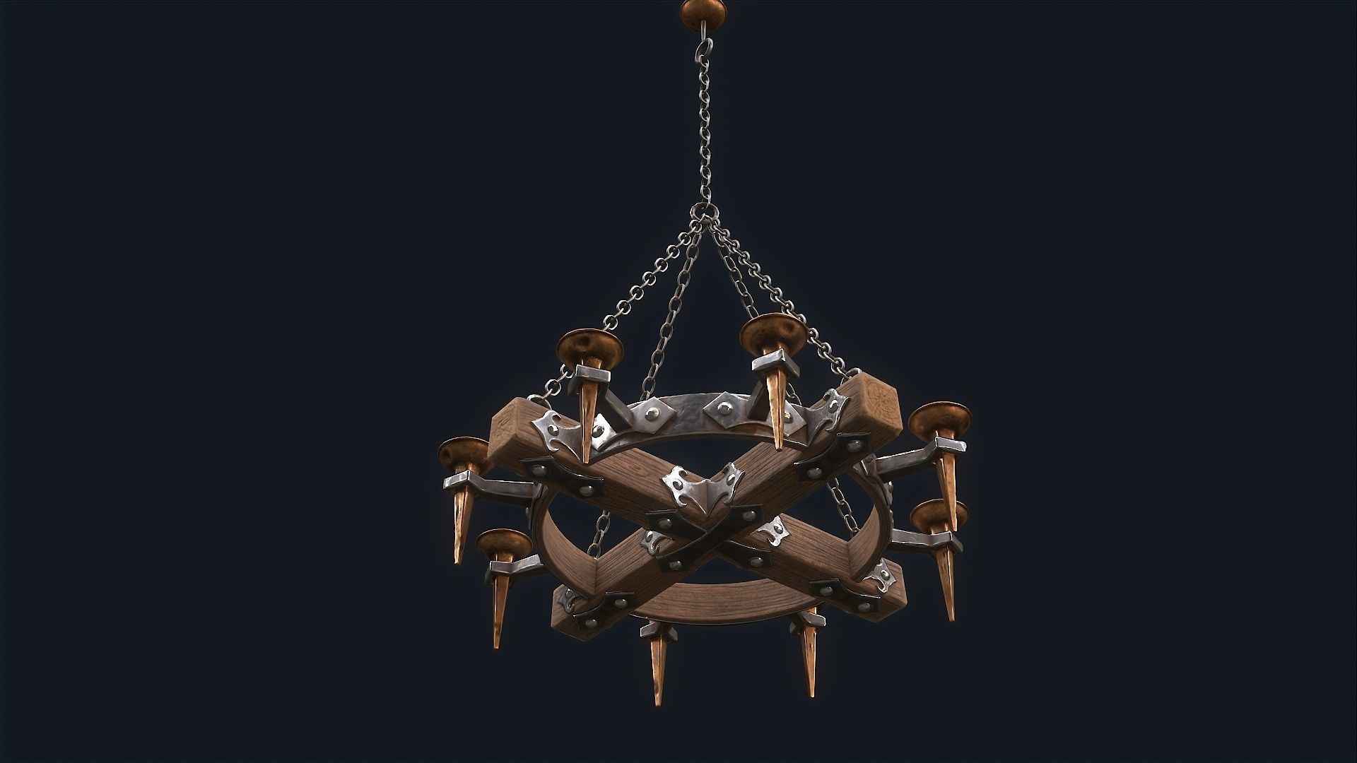 Medieval  Chandelier 1 Low-poly 3D model_1