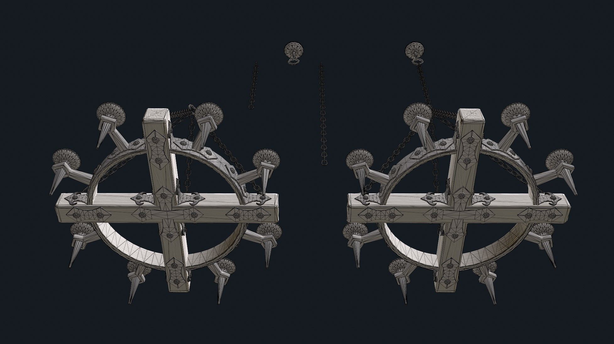Medieval  Chandelier 1 Low-poly 3D model_7