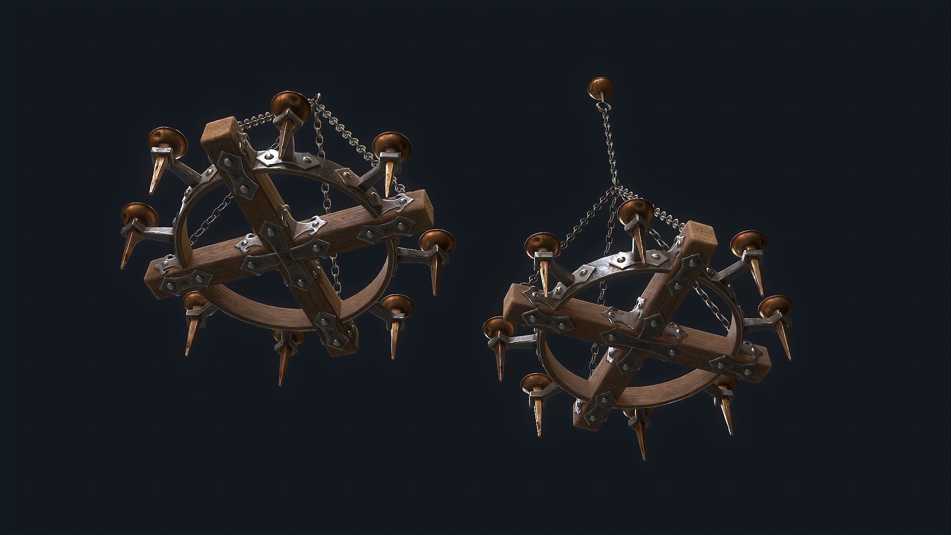 Medieval  Chandelier 1 Low-poly 3D model_4