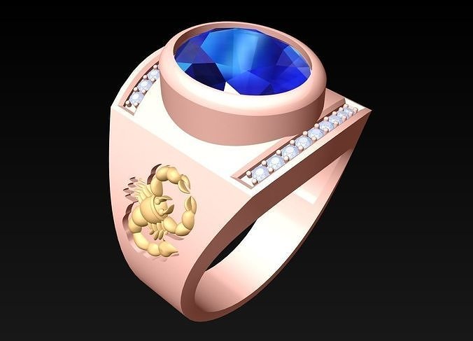 Scorpio Rings - Oval Stone Ring - N4197 3D print model