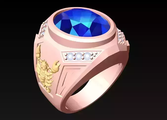 Scorpio Rings - Oval Stone Ring - N569 3D print model