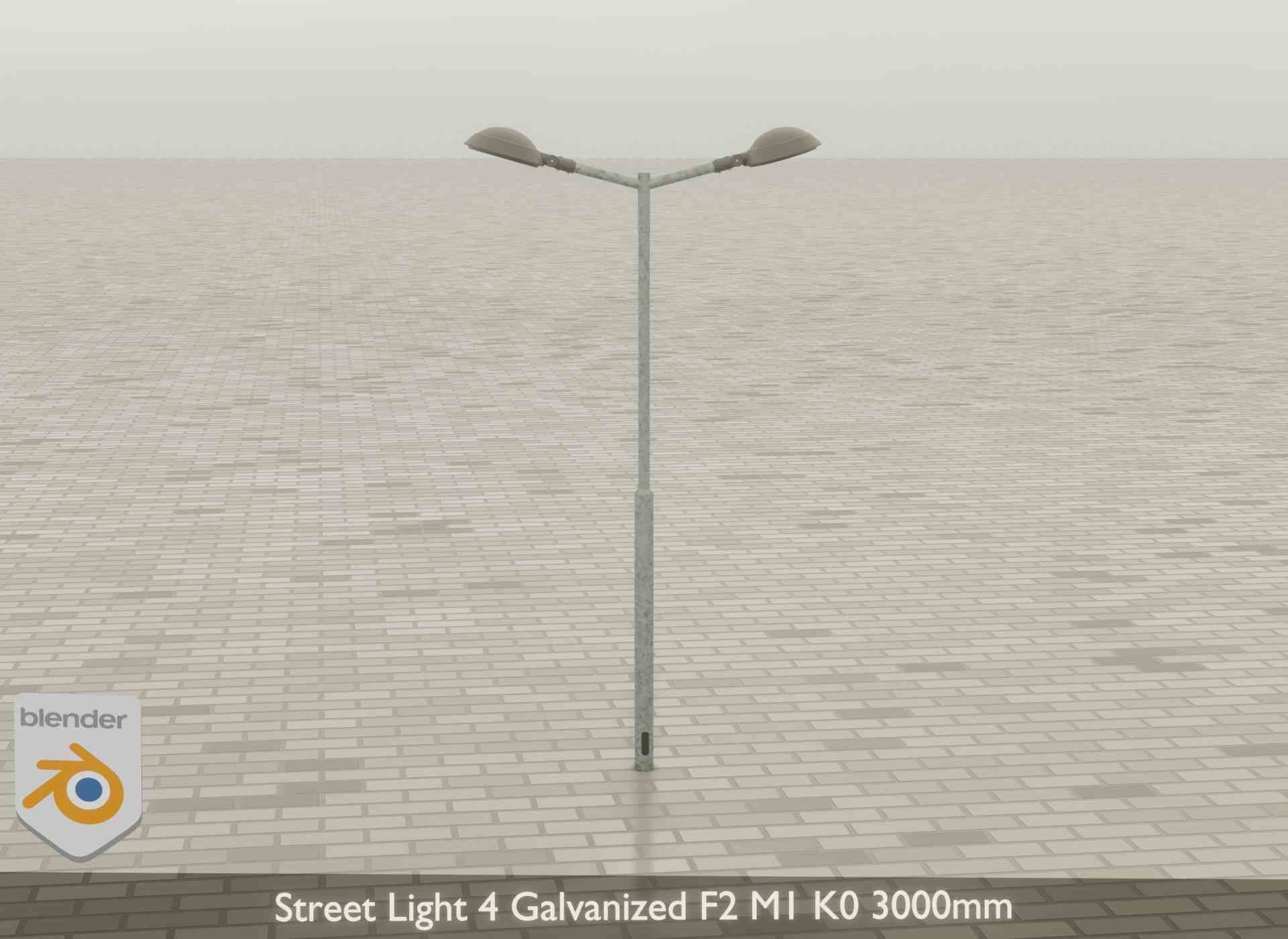Street Light 4 Galvanized F2 M1 K0 3000mm Low-poly 3D model_39