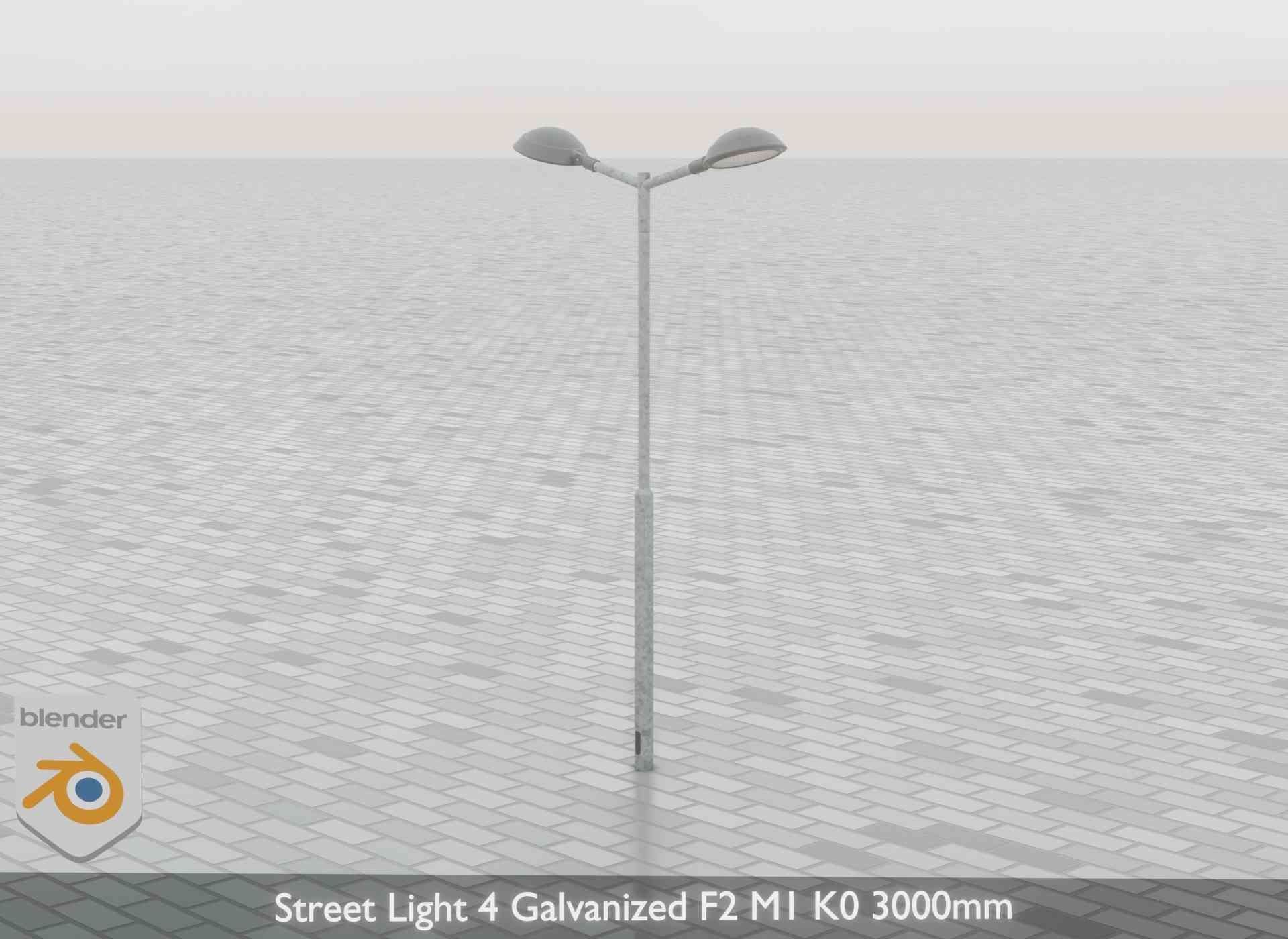 Street Light 4 Galvanized F2 M1 K0 3000mm Low-poly 3D model_65
